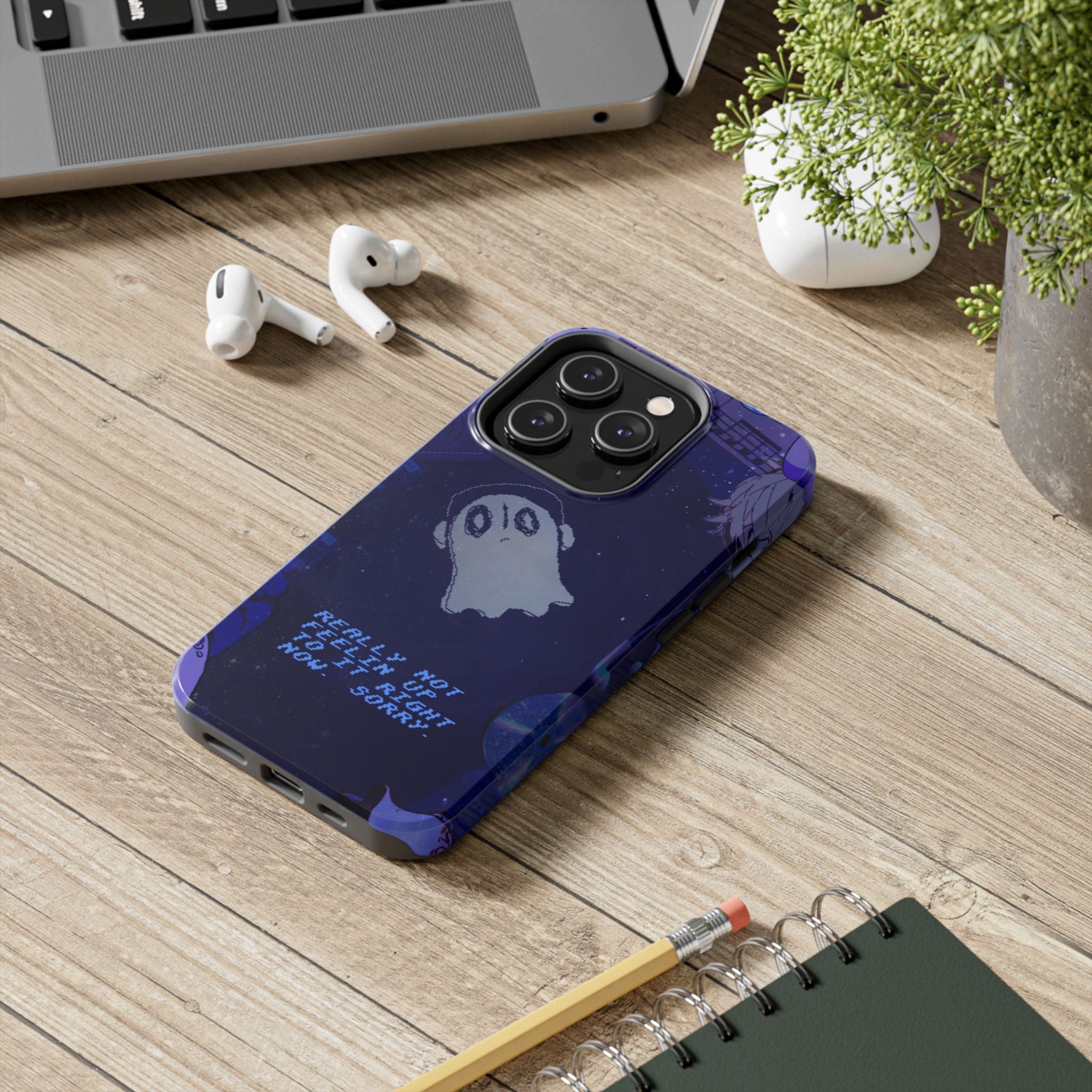 Undertale Napstablook Sad Ghost Phone Case | Blue Aesthetic, Vaporwave Quote, "Really Not Feelin' Up To It Right Now"