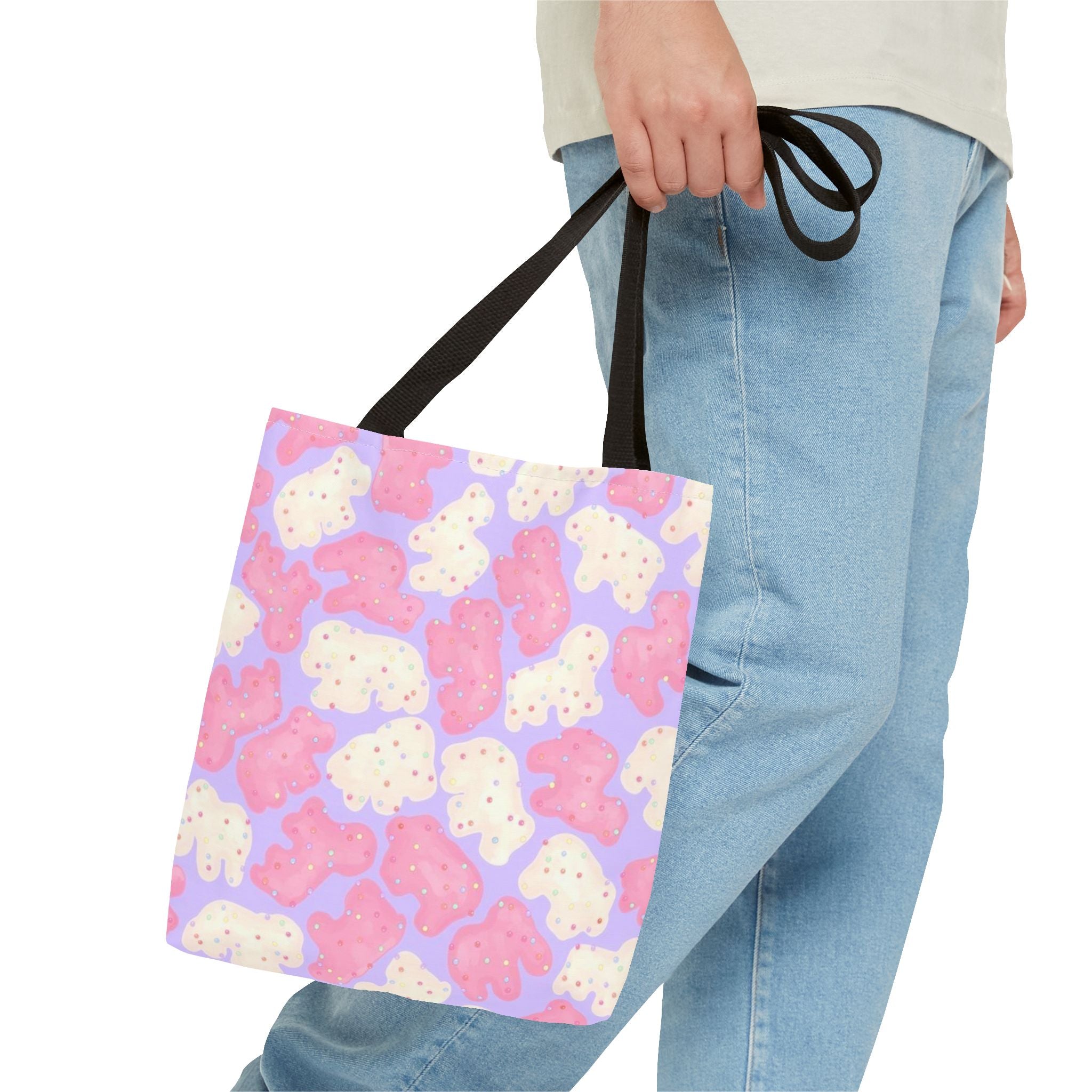 Pastel Animal Crackers Kawaii Bear Pattern Tote Bag | Candy Cute All-Over Print