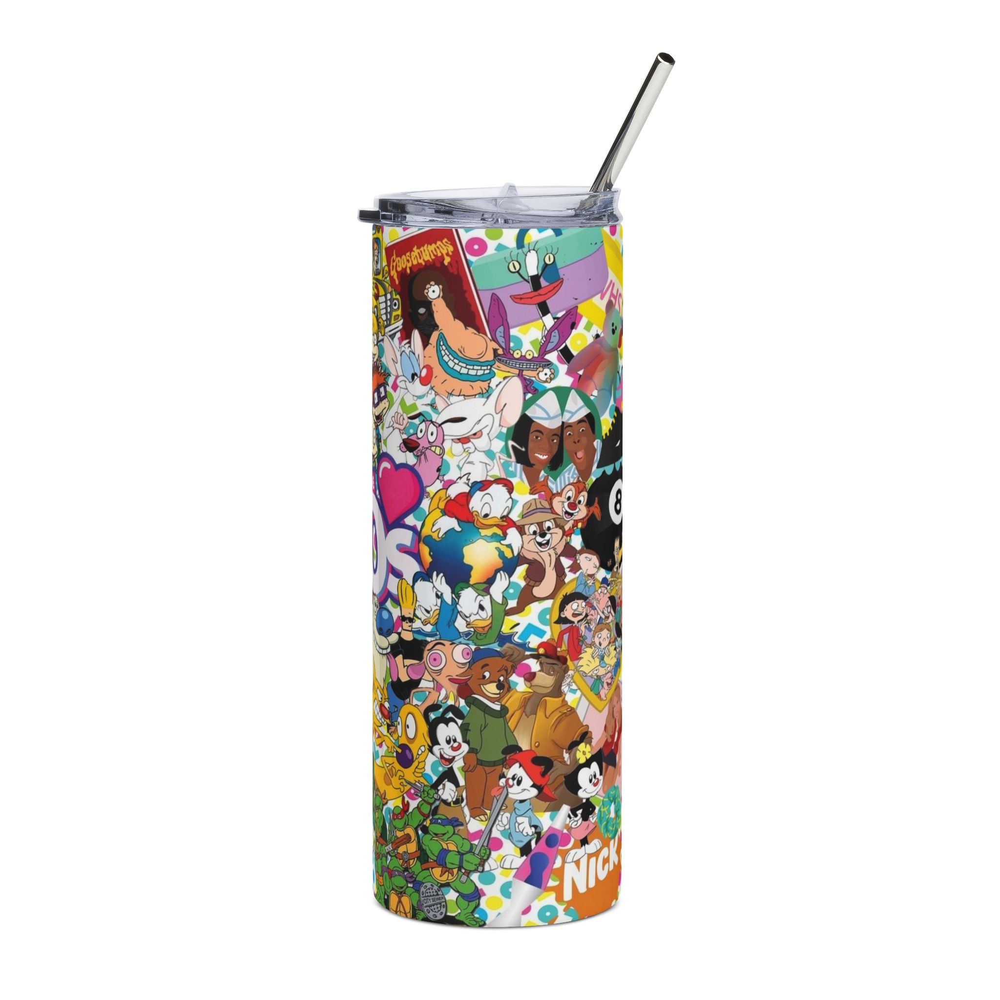 Cute Retro 90s Cartoon Collage Tumbler | Stainless Steel 20oz