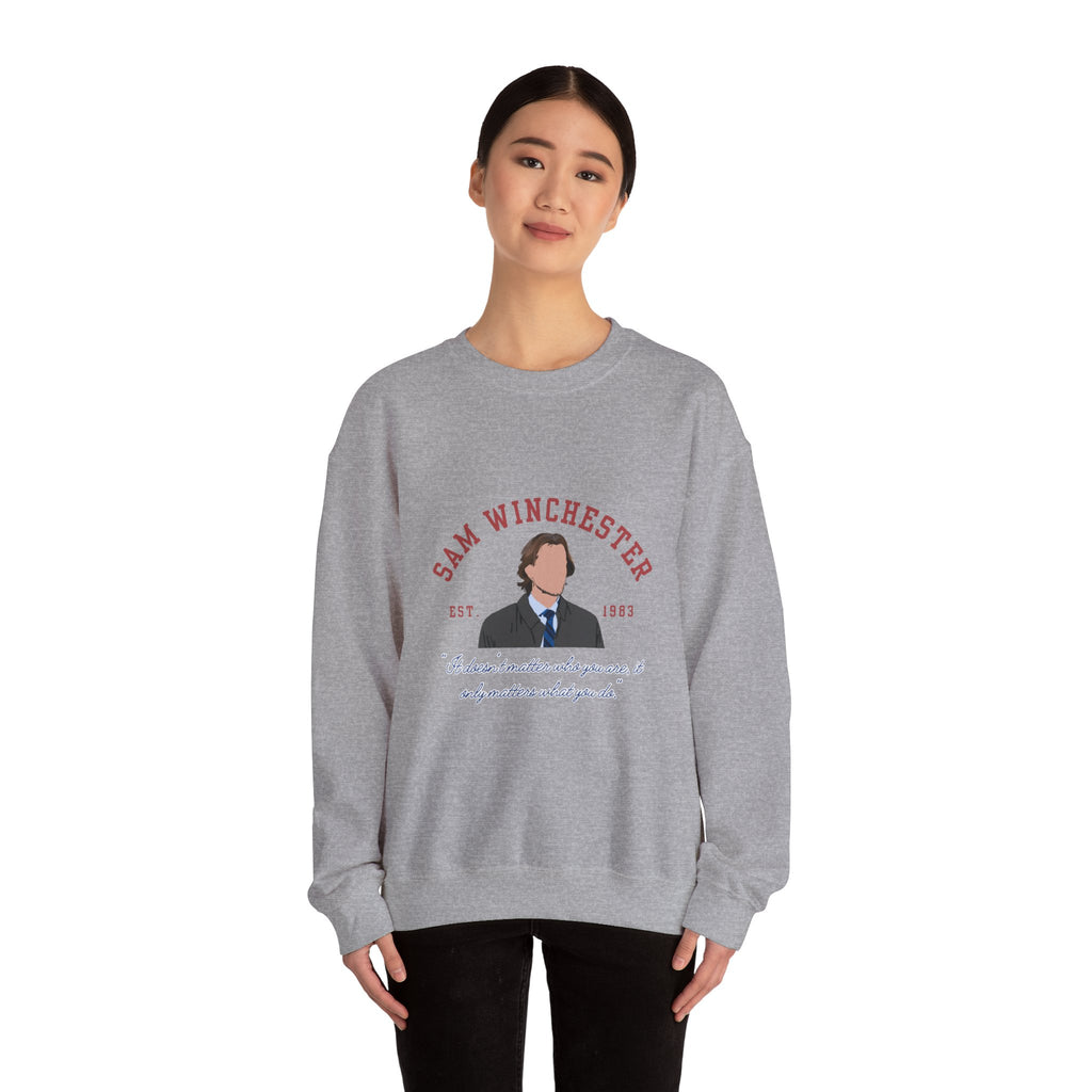 Sam Winchester Supernatural Illustration Crewneck Sweatshirt | TV Character Portrait