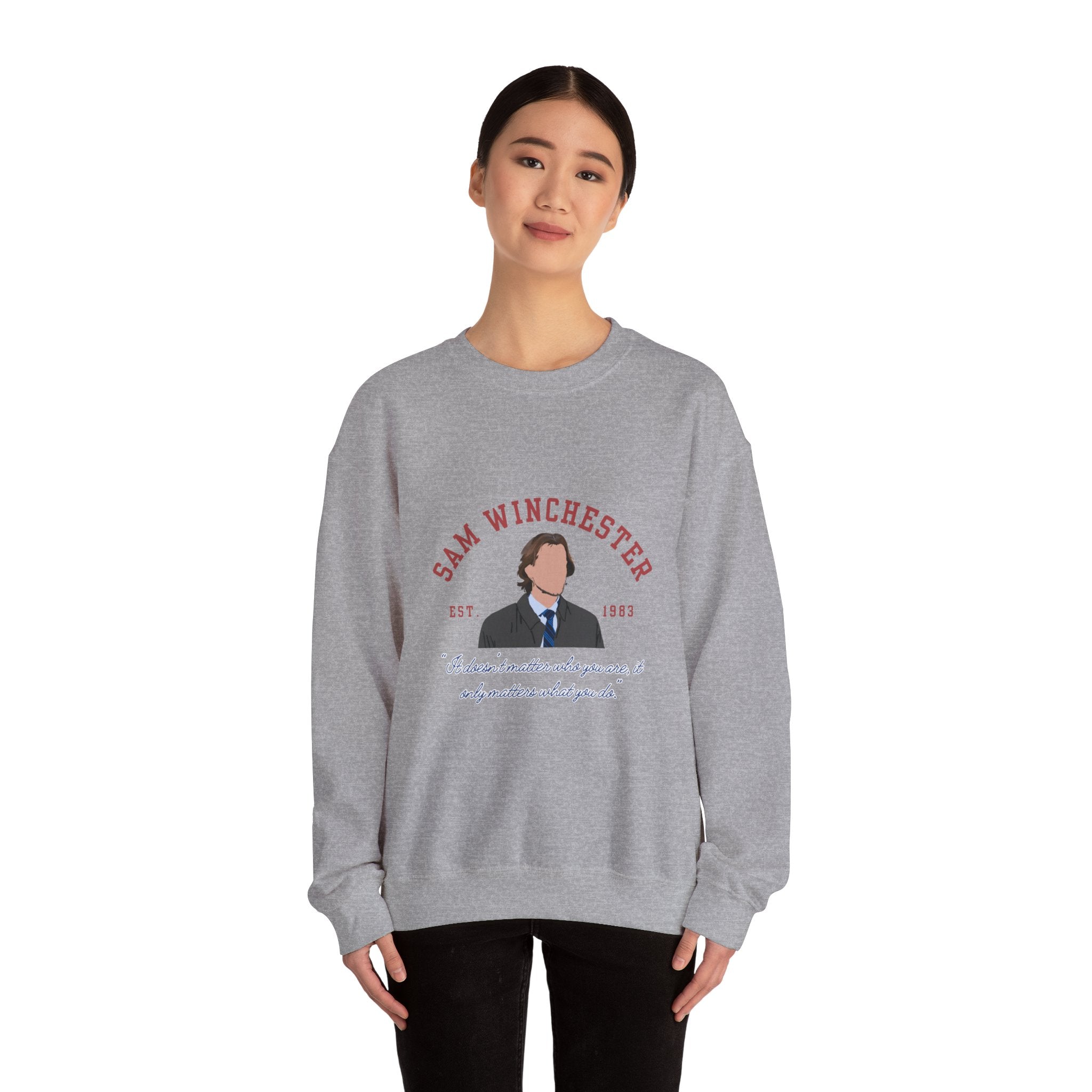 Sam Winchester Supernatural Illustration Crewneck Sweatshirt | TV Character Portrait