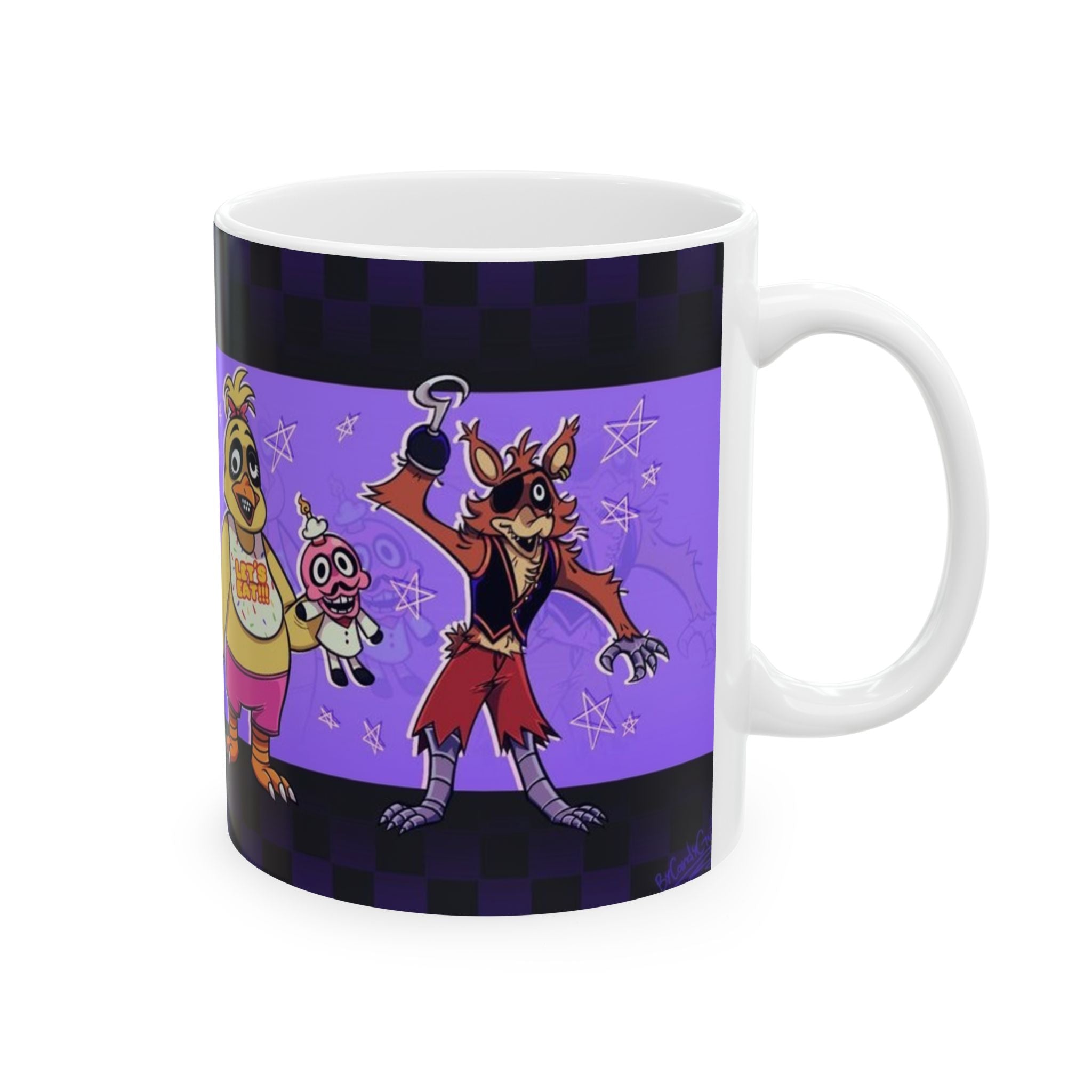 FNAF 5NAF Five Nights at Freddys Cartoon Animatronic Characters Mug | Purple Band Pattern Ceramic Mug