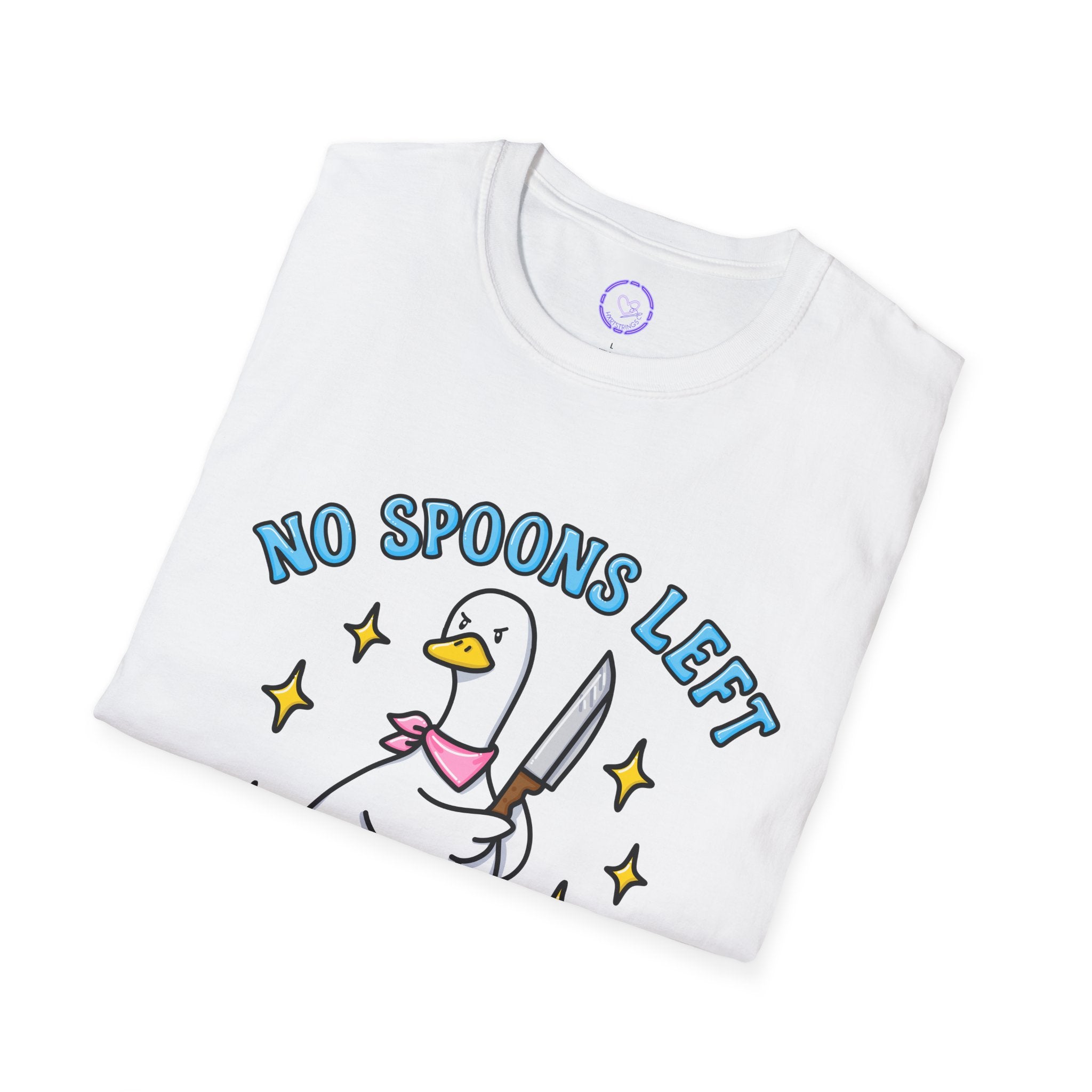 No Spoons Left Only Knives T-Shirt | Goose Cartoon Illustration