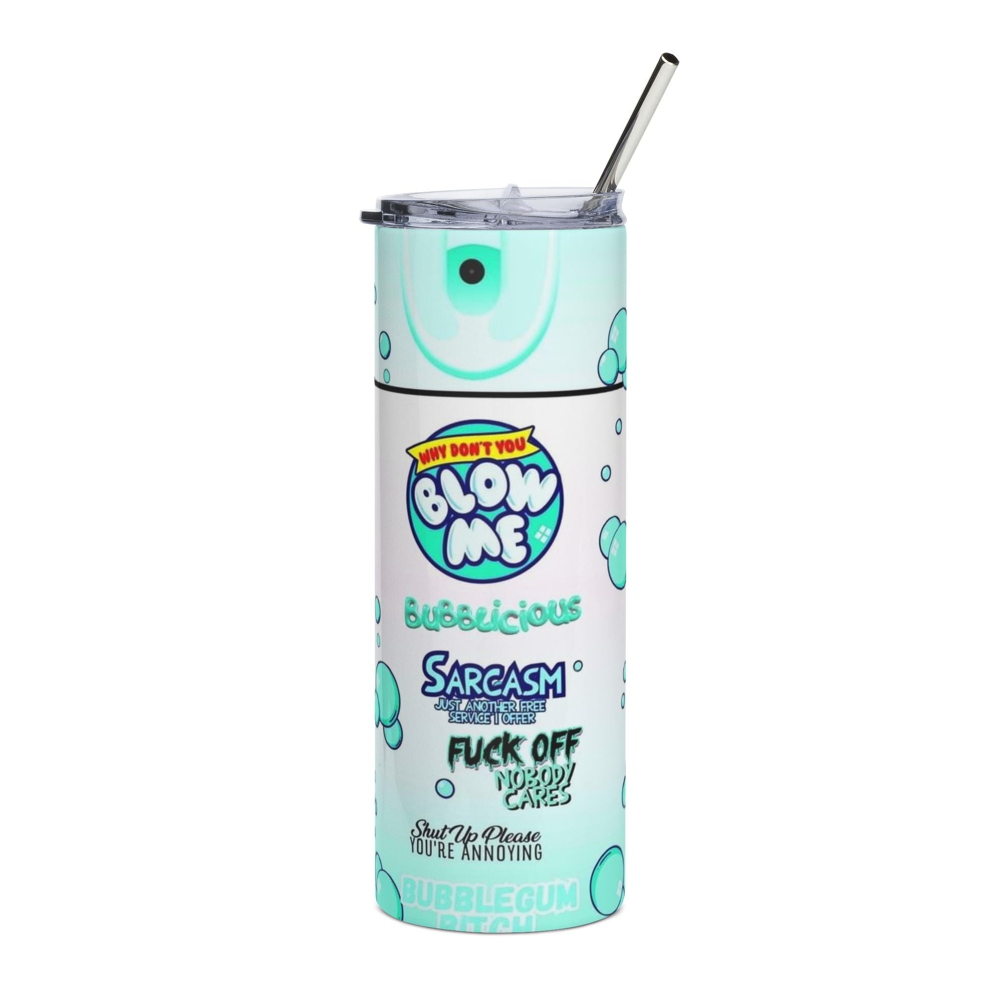Aqua Bubble Pop Cartoon Logo Tumbler | 20oz Stainless Steel
