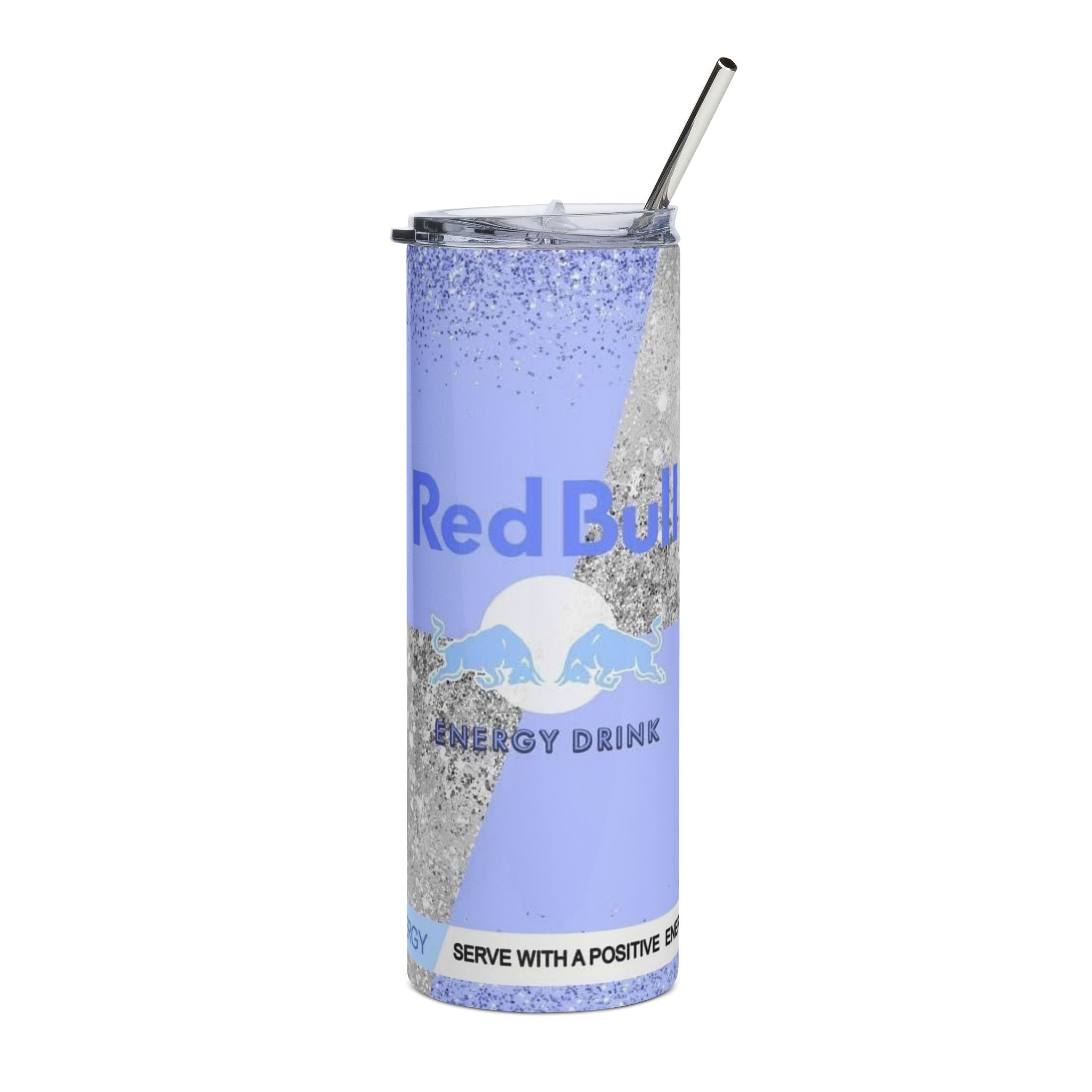 Glitter Red Bull Blue Energy Drink Logo Tumbler | 20oz Stainless Steel