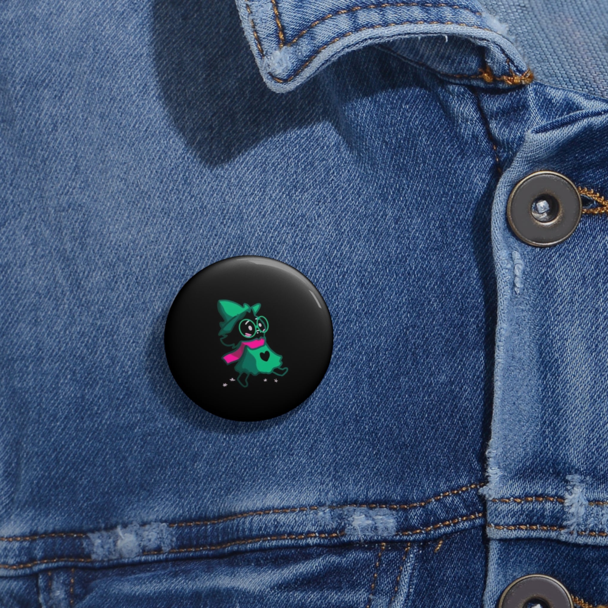 Deltarune Ralsei Cute Green Cat Character Pin Button | Enamel-style Round Badge