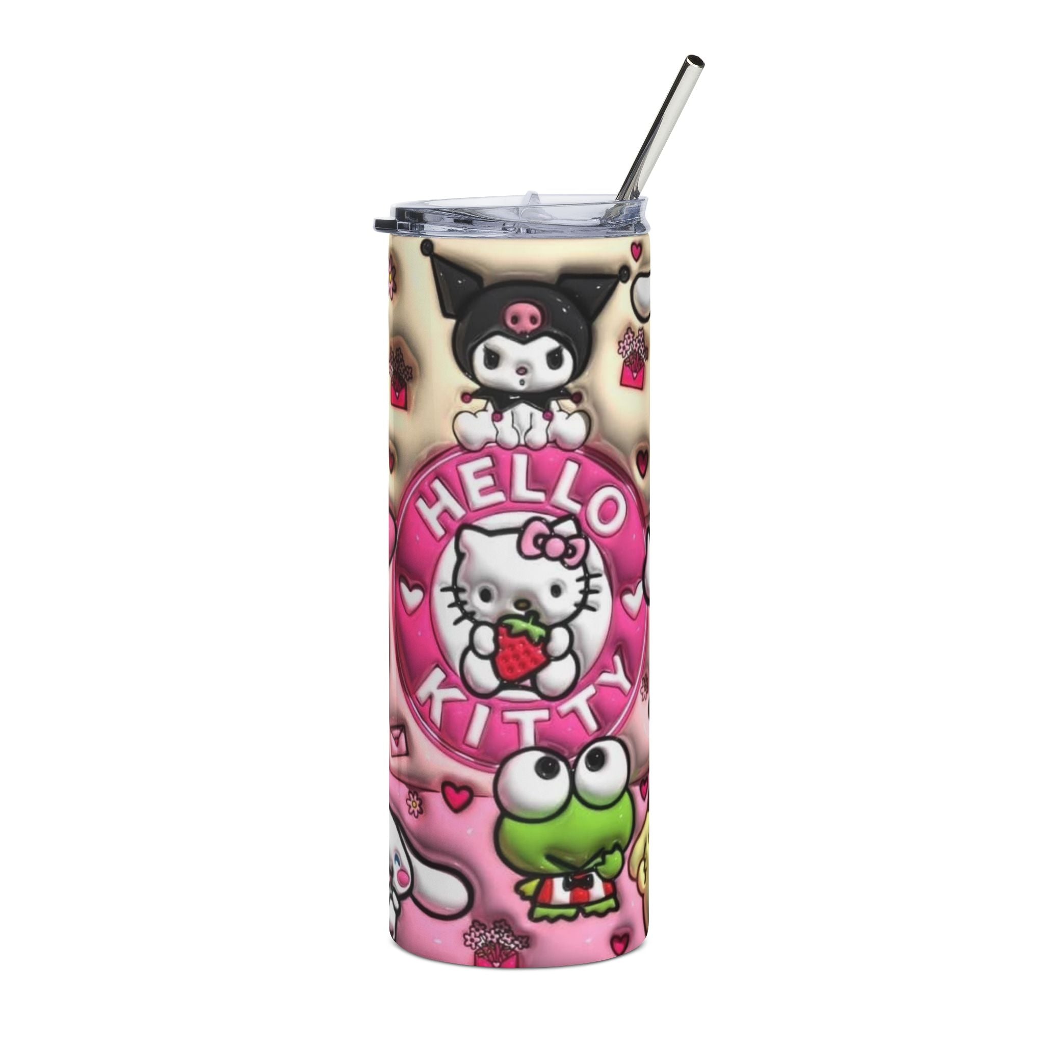Hello Kitty Characters 3D Inflated Cute Kawaii Sanrio Tumbler | 20oz Stainless Steel Skinny Tumbler