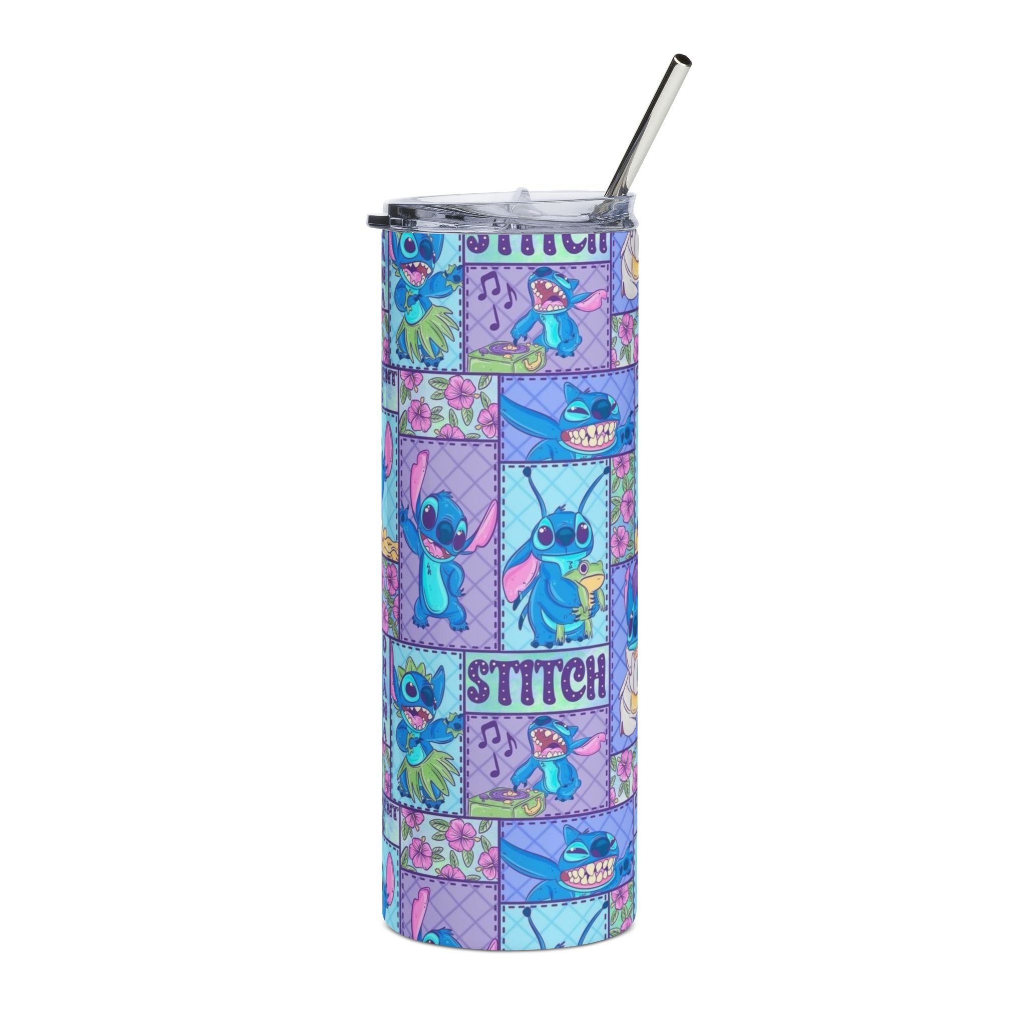 20oz Stitch Stainless Steel Tumbler — Lilo & Stitch Patchwork Design