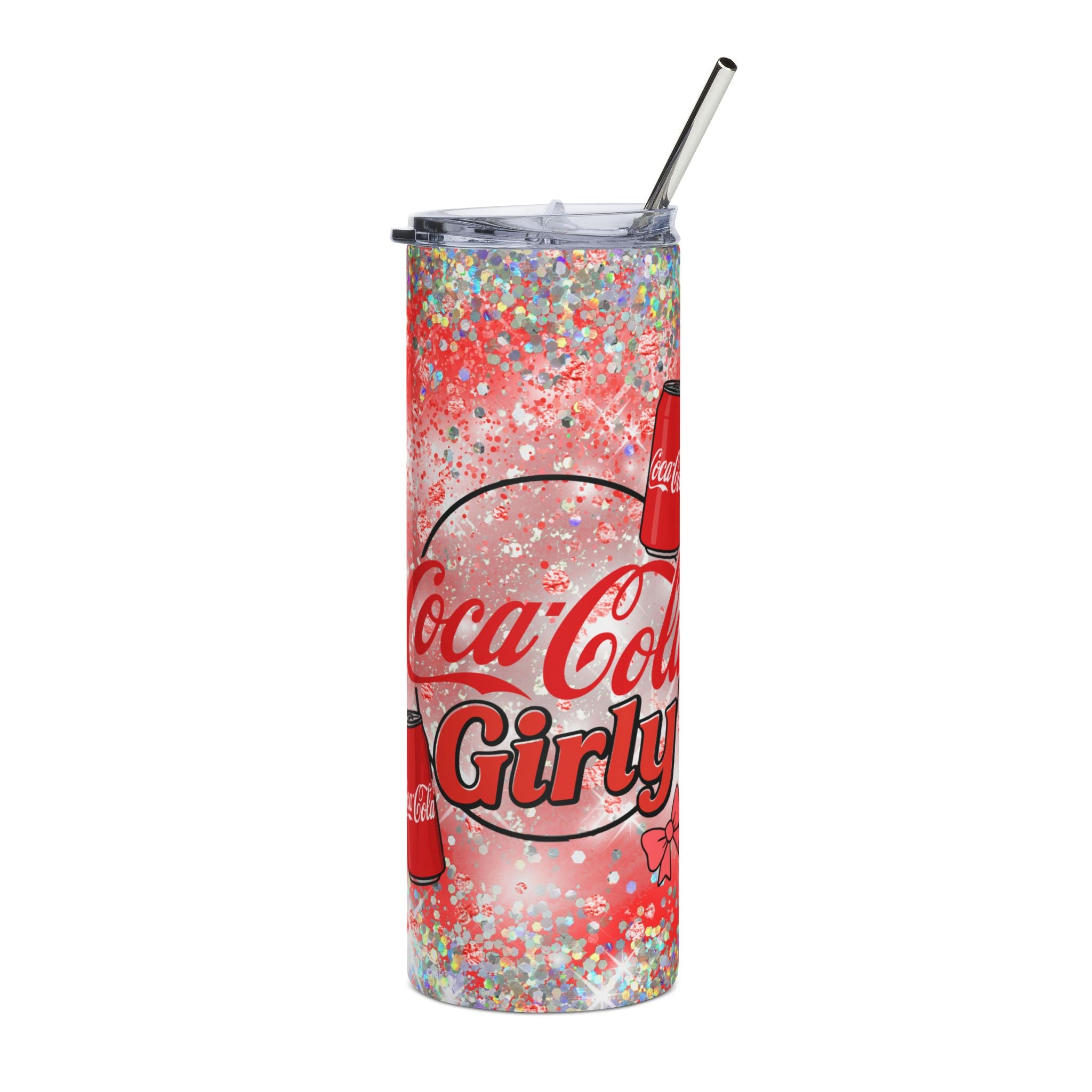 Coke Coca-Cola Girly Graphic Tumbler | 20oz Stainless Steel Sparkle Design