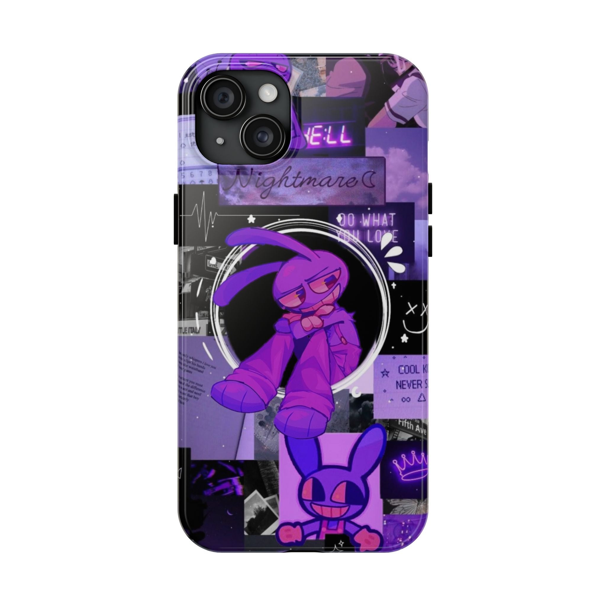 The Amazing Digital Circus Jax Purple Cartoon Bunny Collage Phone Case | Tough Phone Case