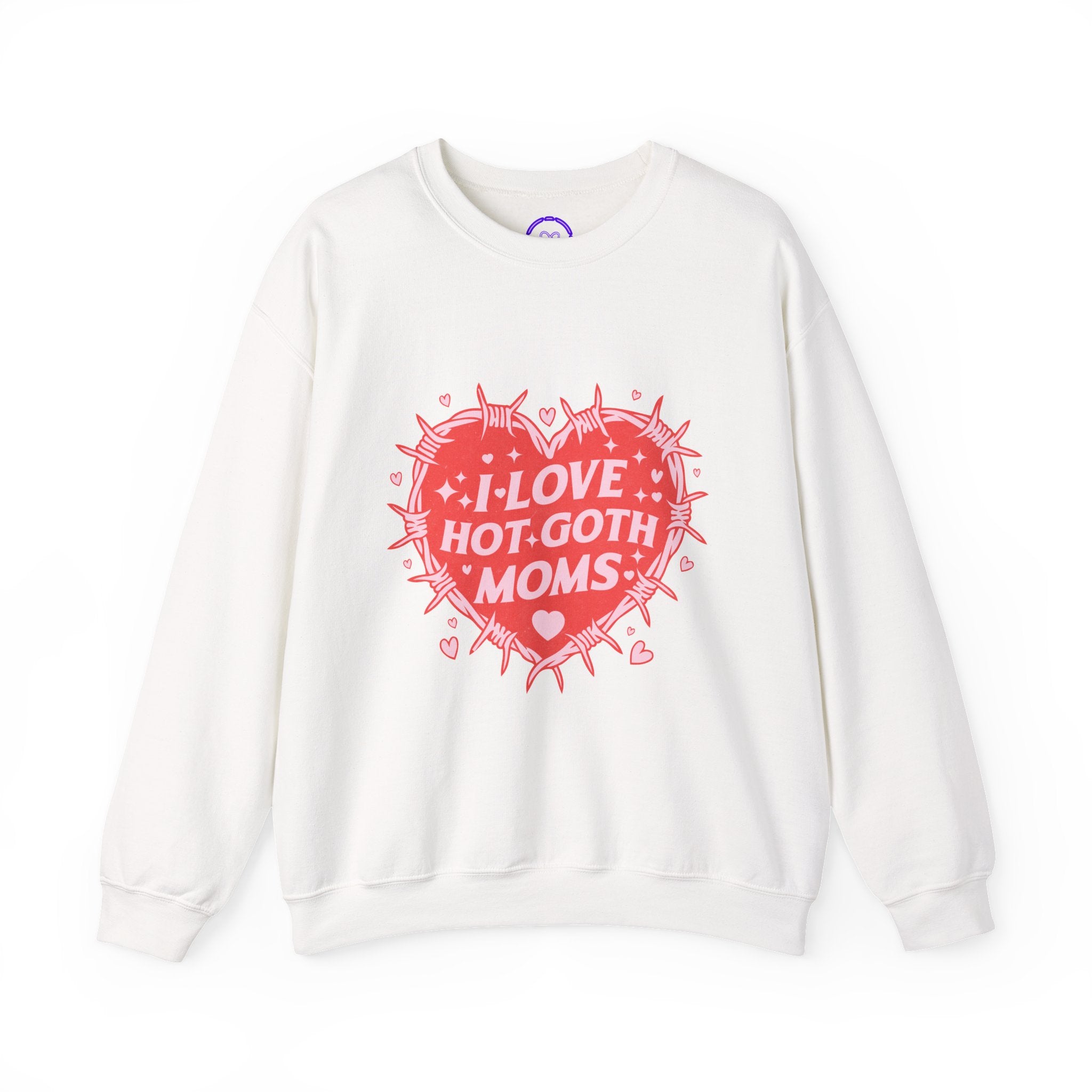 I Love Hot Goth Moms sweatshirt | Heart Graphic, Pink Goth Design