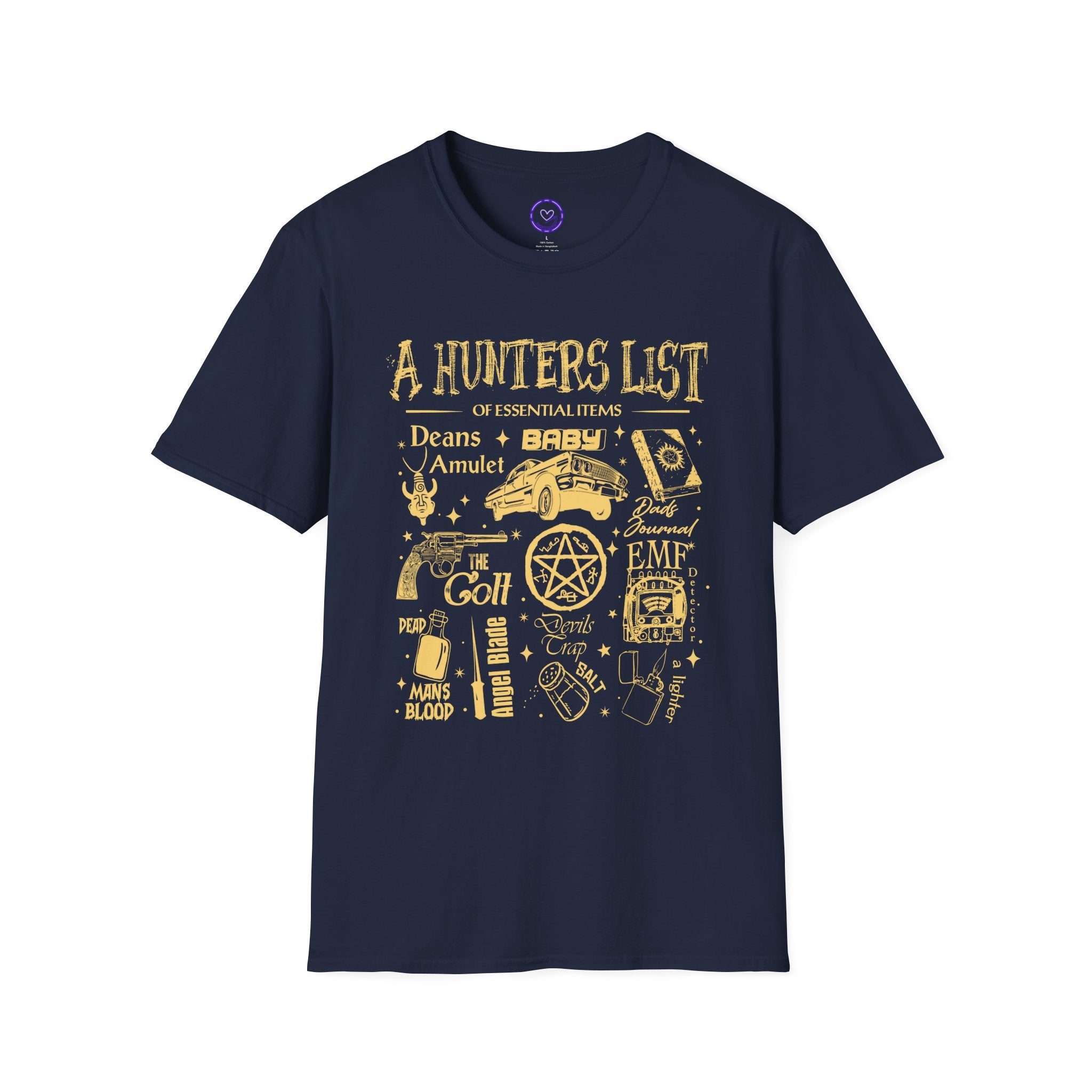 Supernatural A Hunters List essentials graphic T-Shirt | Supernatural hunting icons