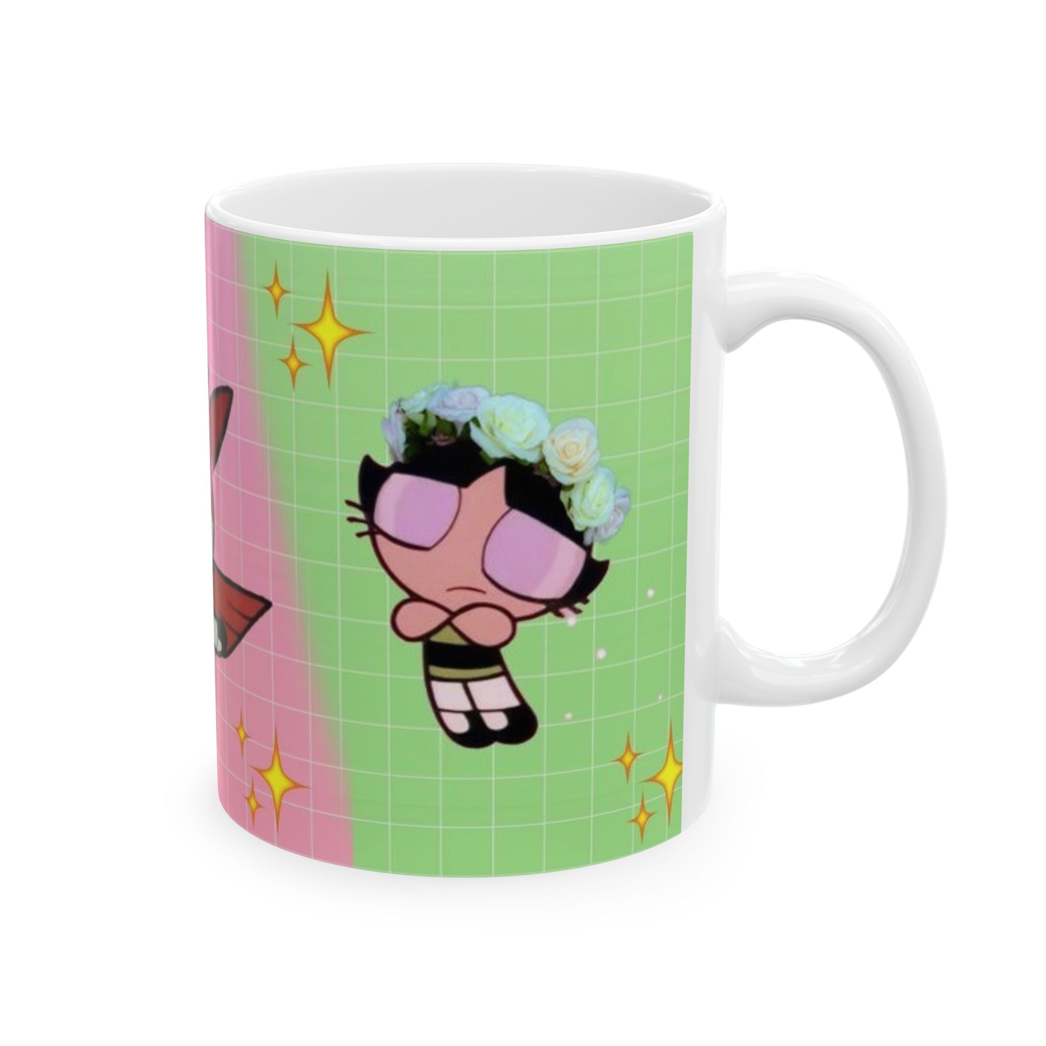 Cute Powerpuff Girls Cartoon Flowers Character Mug | Ceramic Coffee Cup