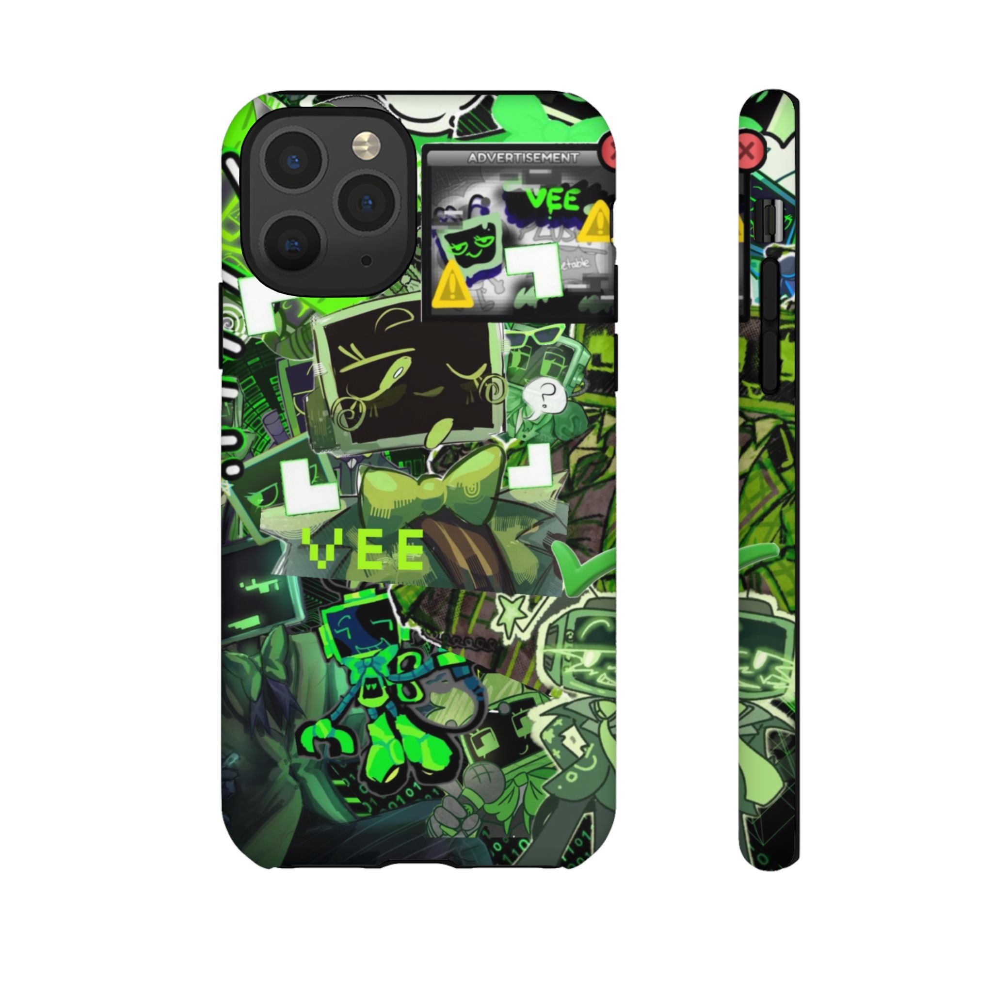 Dandys World Vee Green Glitch Cartoon Collage Phone Case | Tough Cases
