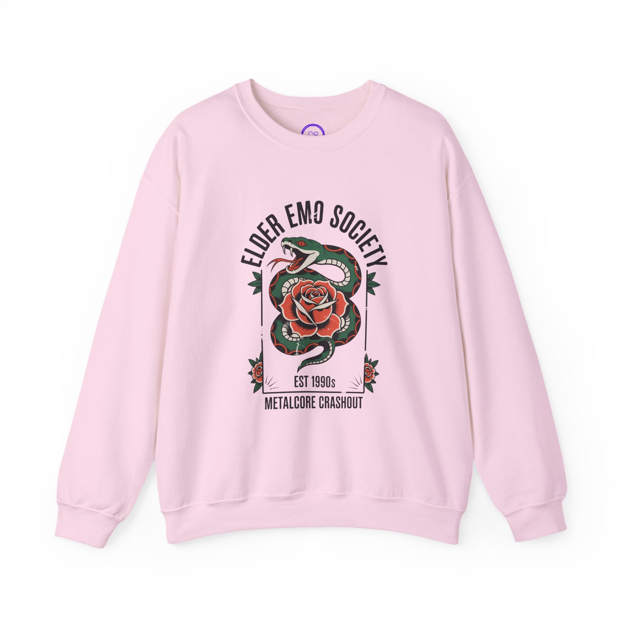 Elder Emo Society snake and rose Crewneck Sweatshirt | Metalcore Crashout design