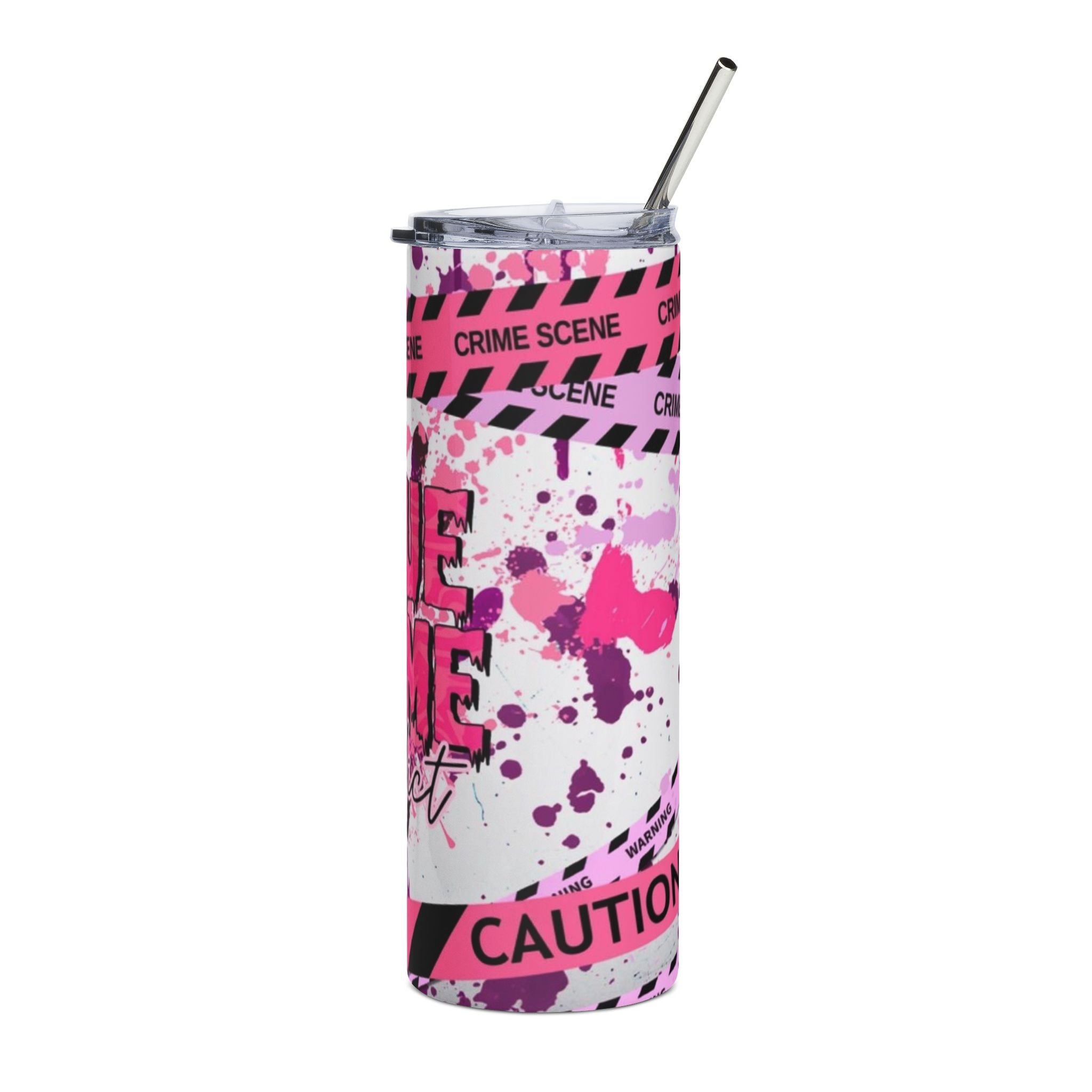True Crime Addict Tumbler | Pink Crime Scene Stainless Steel 20oz