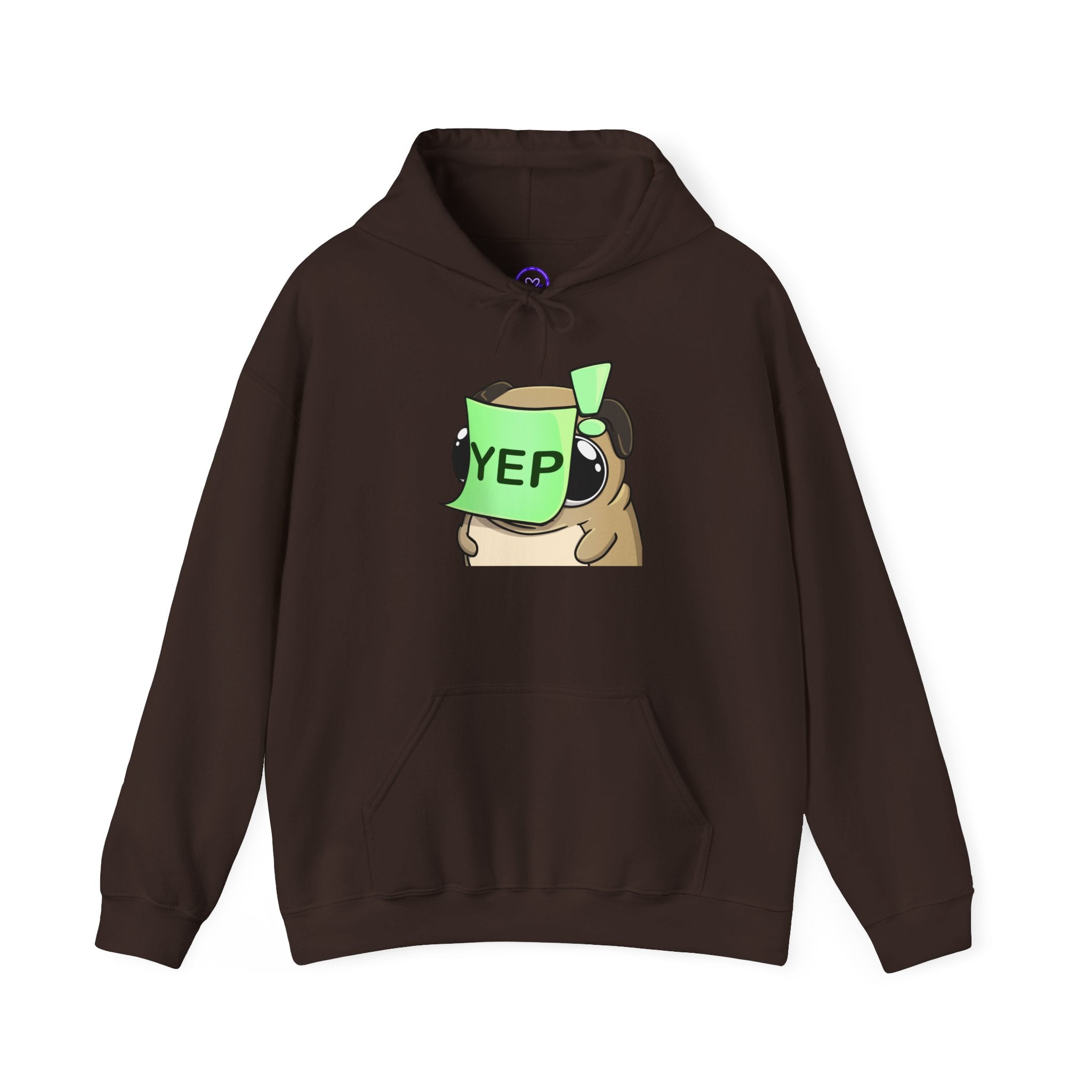 Pug Holding  YEP Mug Hoodie | Cute Dog Coffee Illustration
