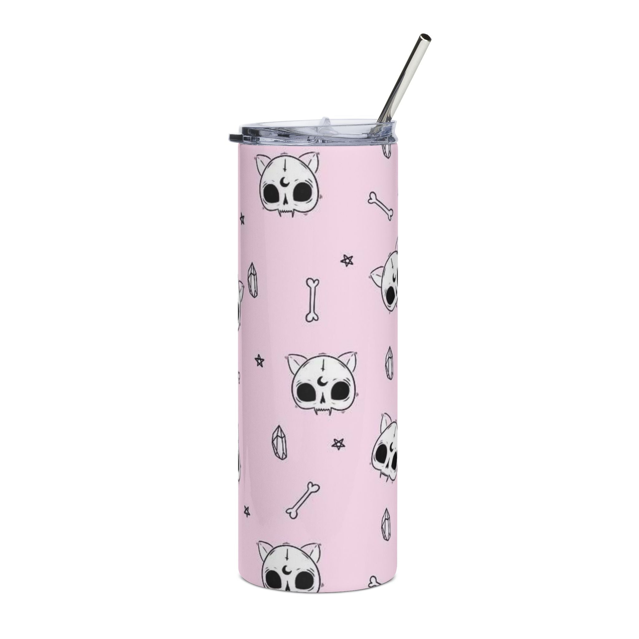 Cute Skull Cat Pattern Tumbler | 20oz Stainless Steel