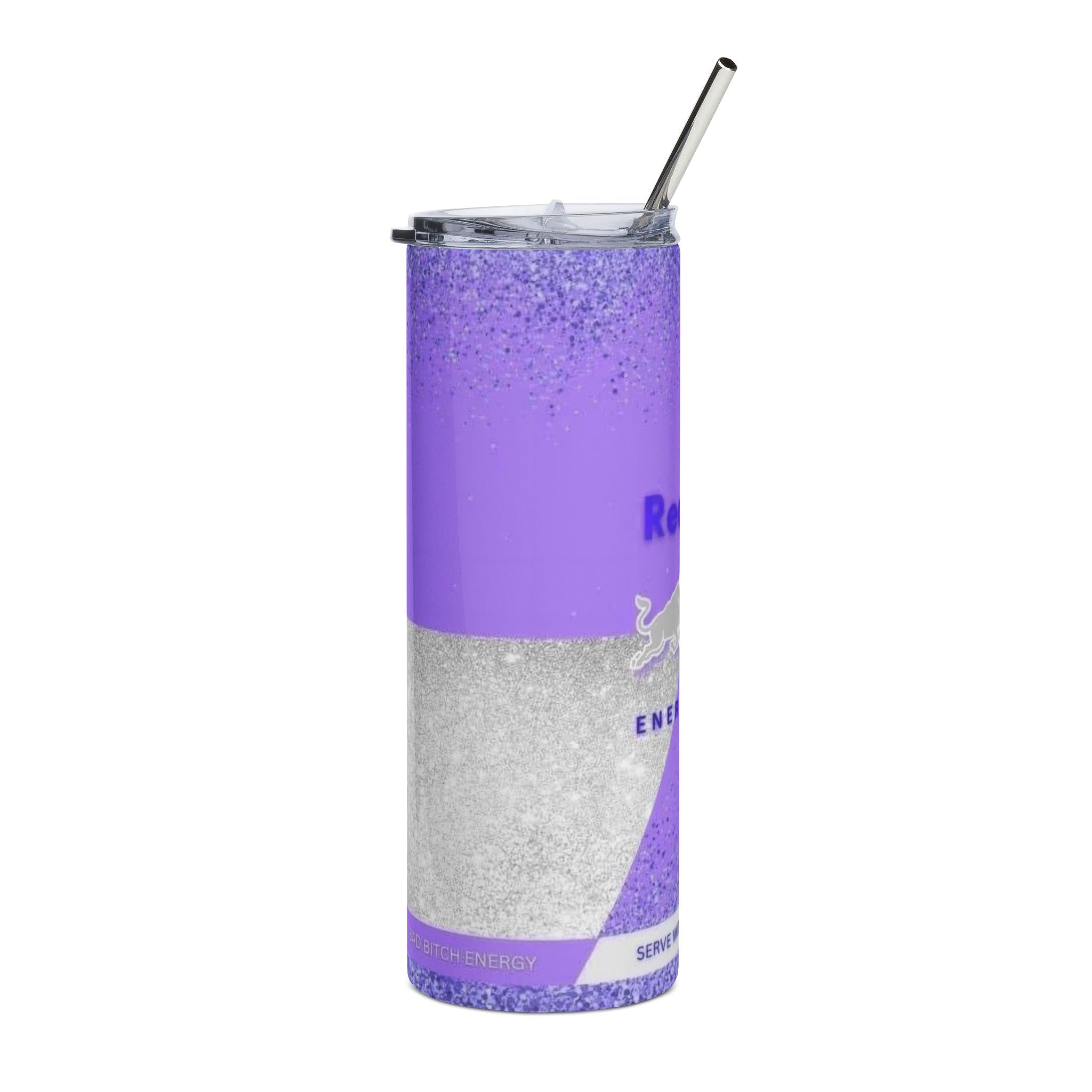 Purple Glitter Red Bull Inspired Can Design Tumbler | 20oz Stainless Steel