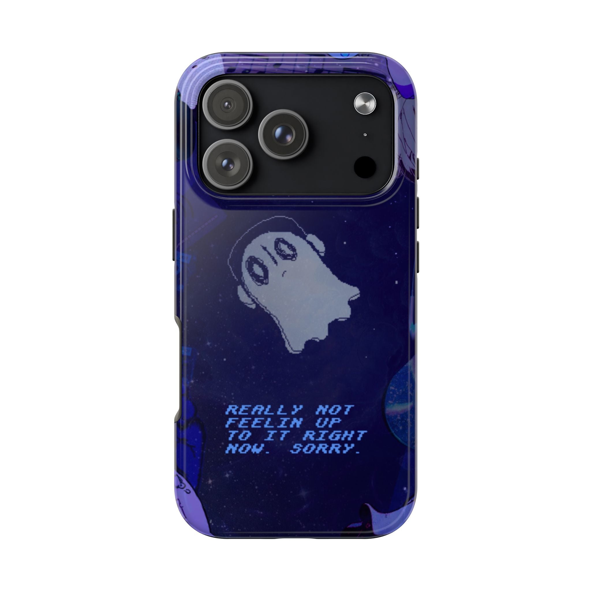 Undertale Napstablook Sad Ghost Phone Case | Blue Aesthetic, Vaporwave Quote, "Really Not Feelin' Up To It Right Now"