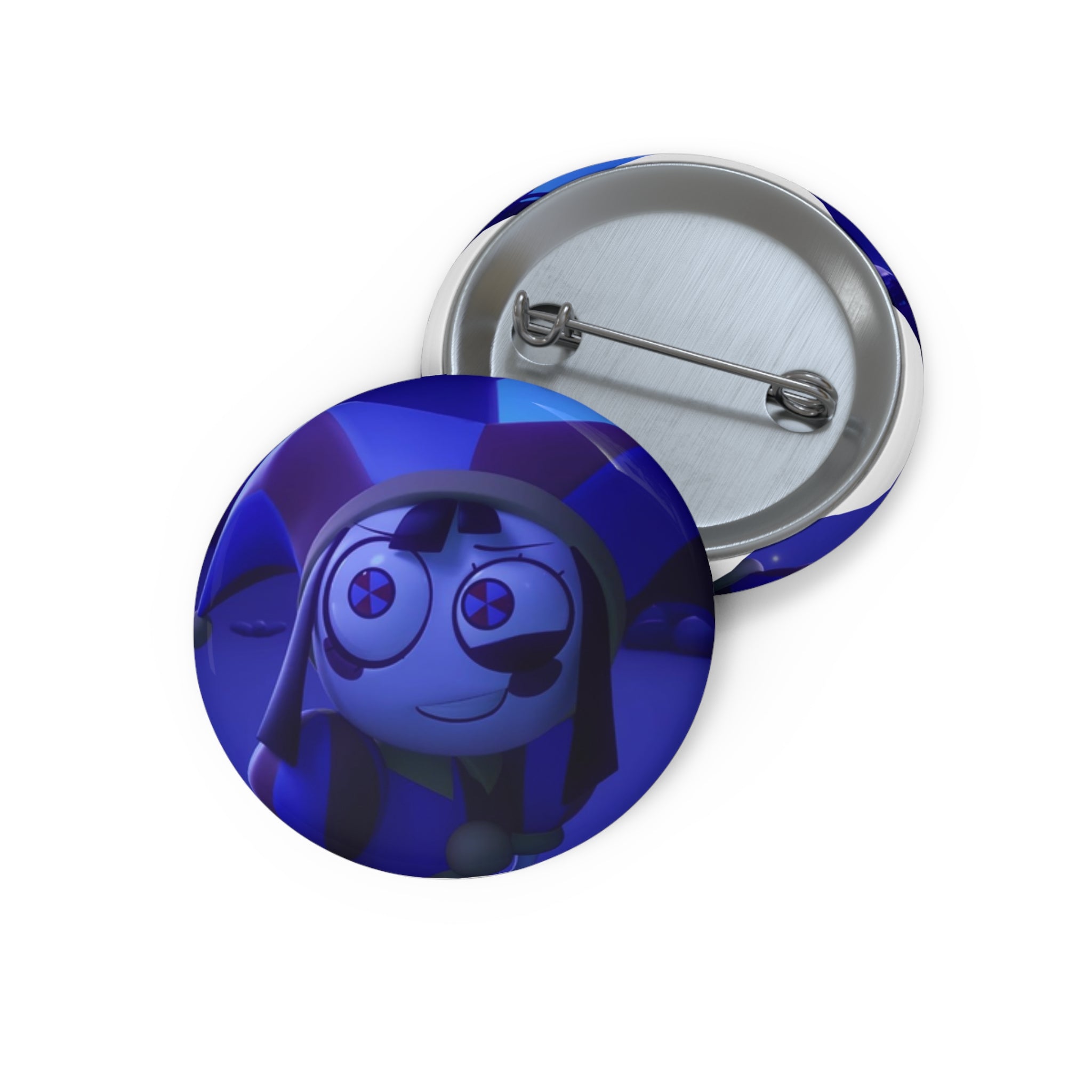 The Amazing Digital Circus Pomni TADC Blue Cartoon Girl Face Pin Button | 1.25" Round Metal Badge