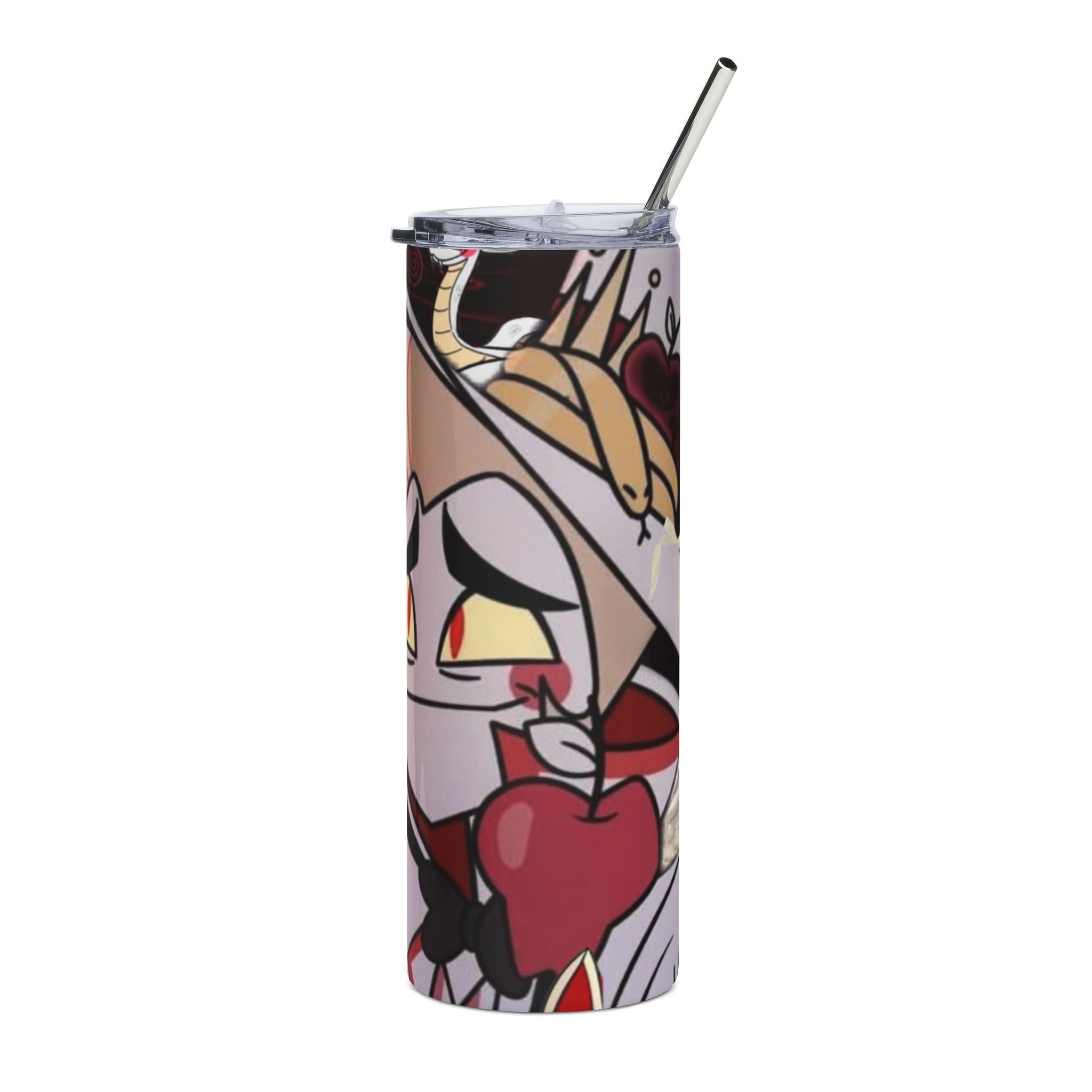 Hazbin Hotel Lucifer Devilish Character Holding Apple tumbler | 20oz Stainless Steel Tumbler