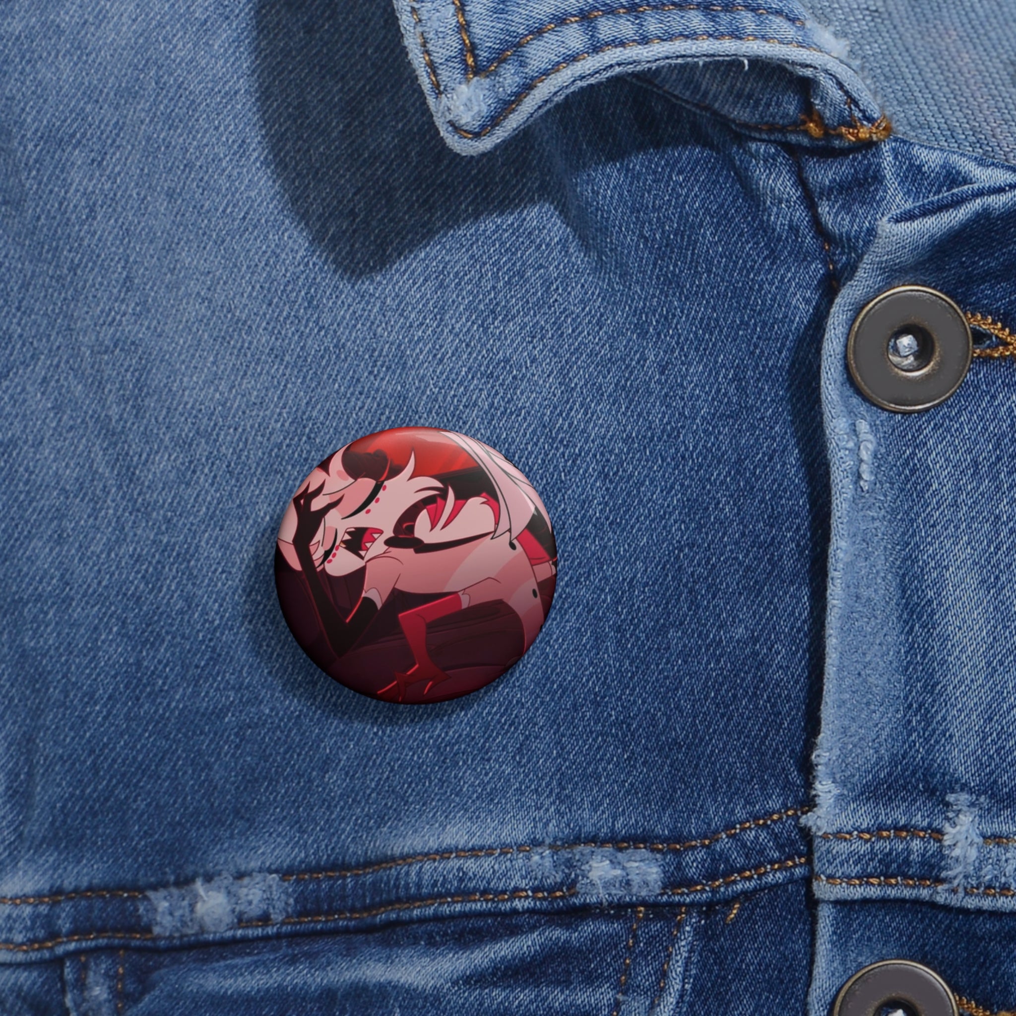 Hazbin Hotel Angel Dust Funny Cartoon Demon Character pin button | 1.25in enamel style badge