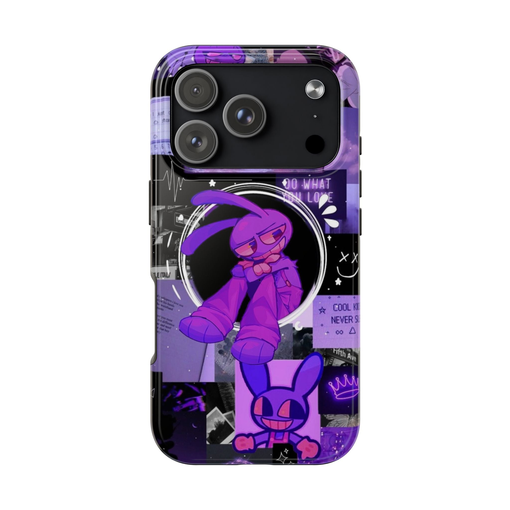 The Amazing Digital Circus Jax Purple Cartoon Bunny Collage Phone Case | Tough Phone Case