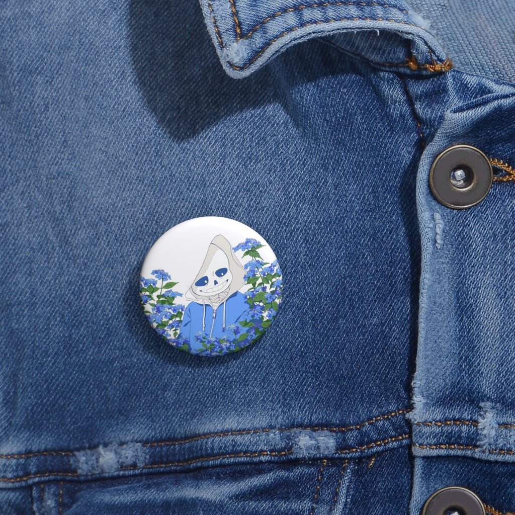 Sans Undertale Smiling Skeleton in Blue Hoodie pin button | 1.25in round enamel button
