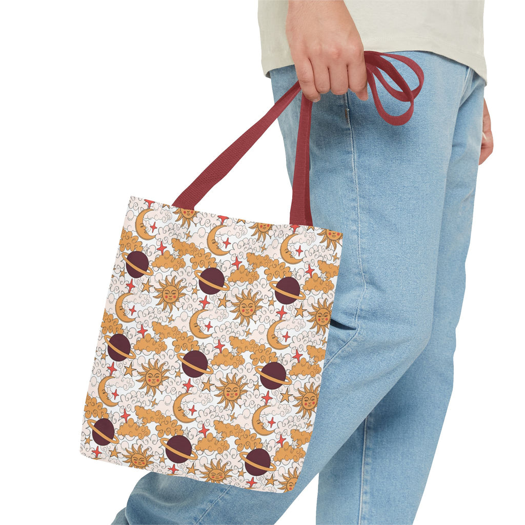 Celestial Sun Moon Pattern Tote Bag | Astrology Zodiac Starry Design