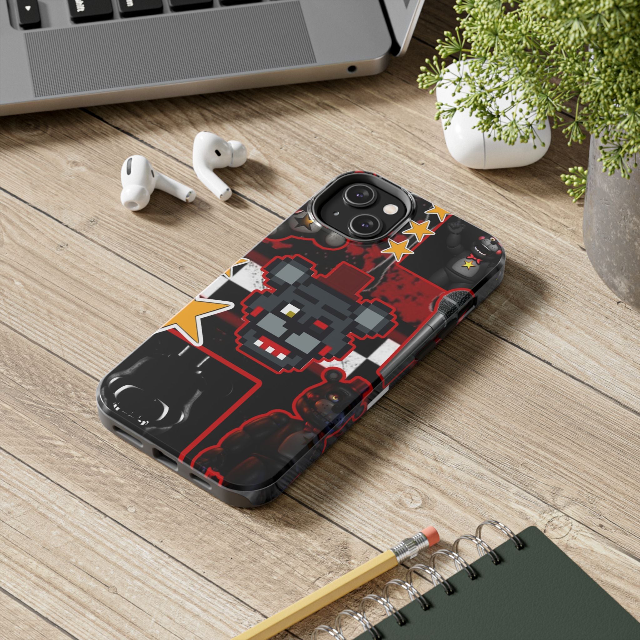 FNAF 5NAF Five Nights at Freddys Lefty Pixel Horror Animatronic Phone Case | Five Nights at Freddys style, dark arcade stars