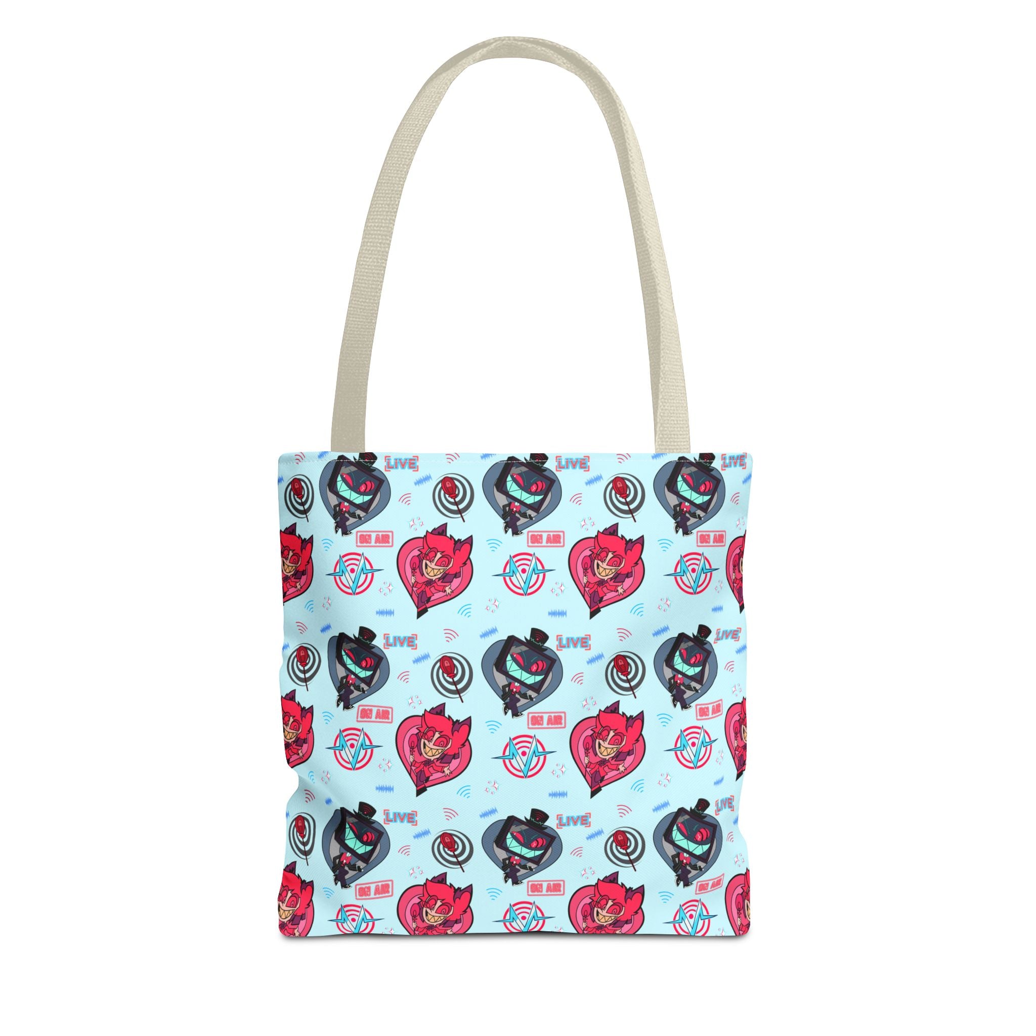 Hazbin Hotel Vox x Alastor Cute Cartoon Fox Pattern Tote Bag | Pastel Animal Face All-Over Print