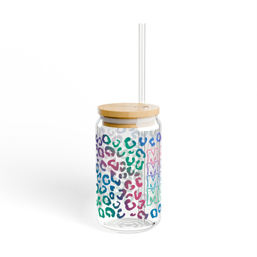 Mama Rainbow Leopard Sipper Glass