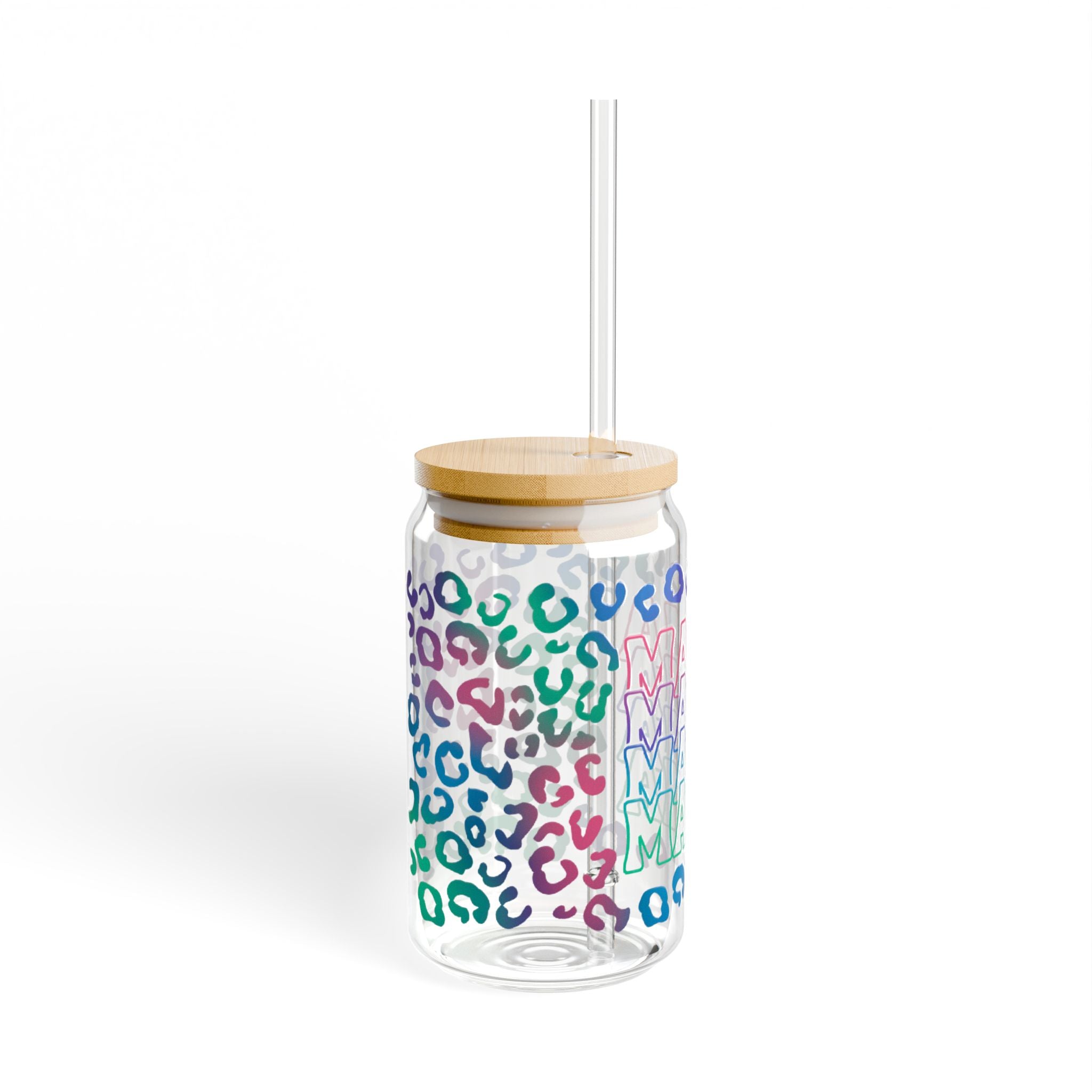 Mama Rainbow Leopard Sipper Glass