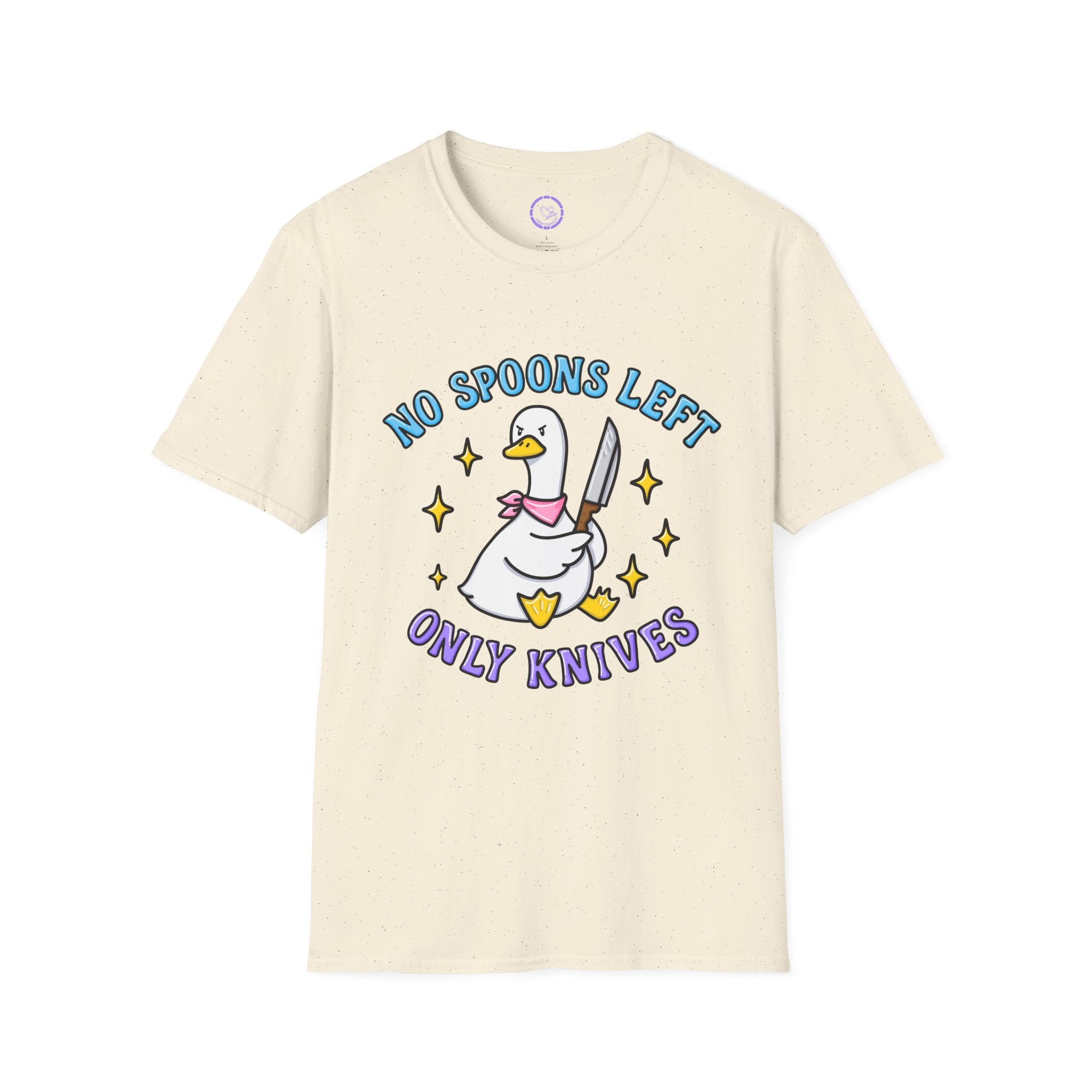 No Spoons Left Only Knives T-Shirt | Goose Cartoon Illustration