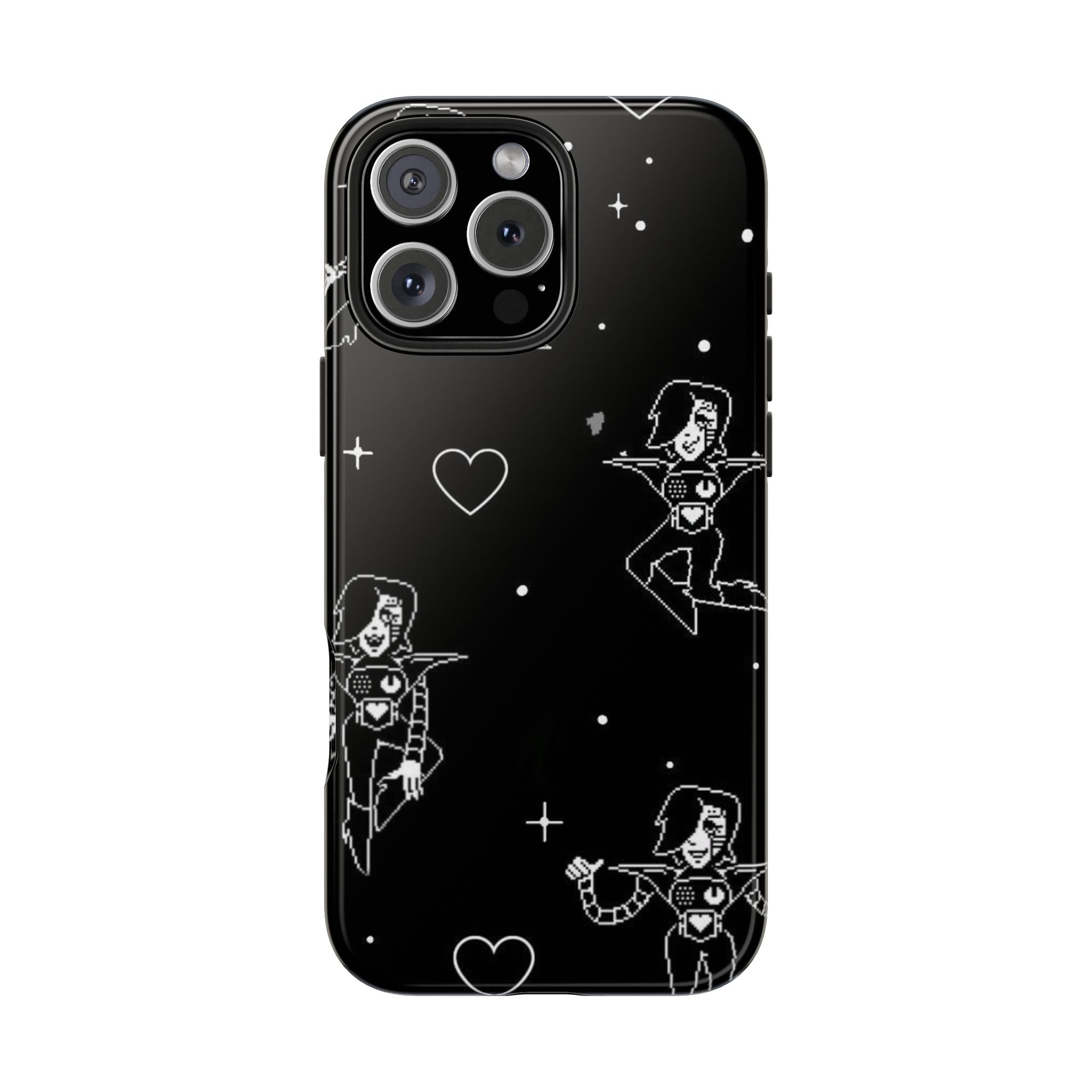 Undertale Metaton Goth Space Girl pattern Phone Case | black heart stars indie aesthetic