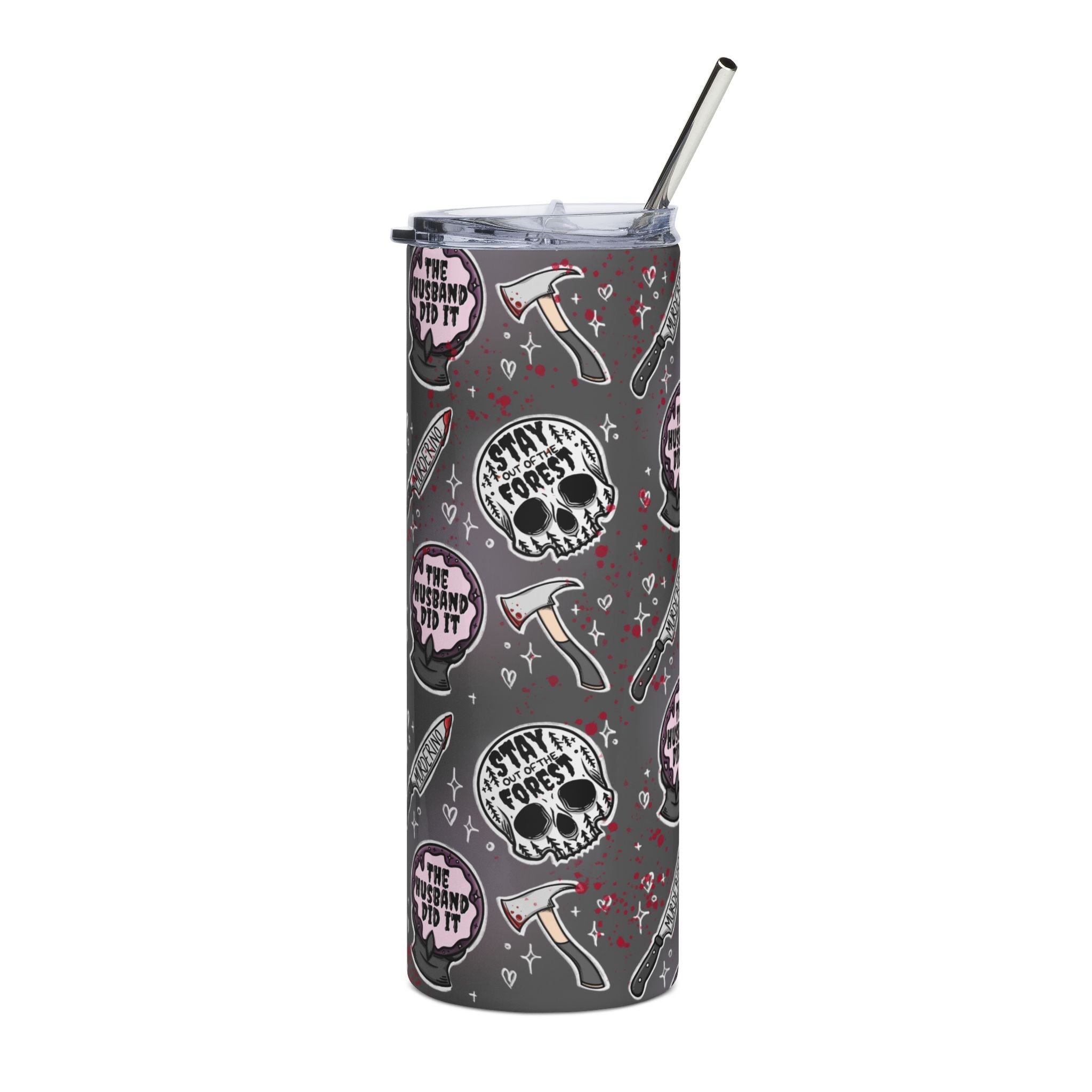 Kawaii Pastel True Crime Egirl Skull Axe Pattern Stainless Steel Tumbler | 20oz