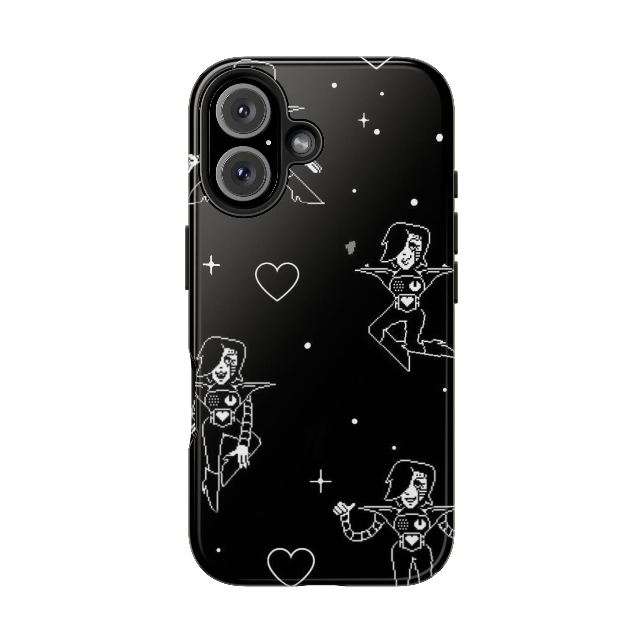 Undertale Metaton Goth Space Girl pattern Phone Case | black heart stars indie aesthetic