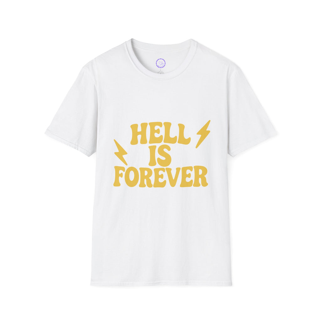 Hazbin Hotel Adam Hell Is Forever T-Shirt | Retro Yellow Lightning Typography