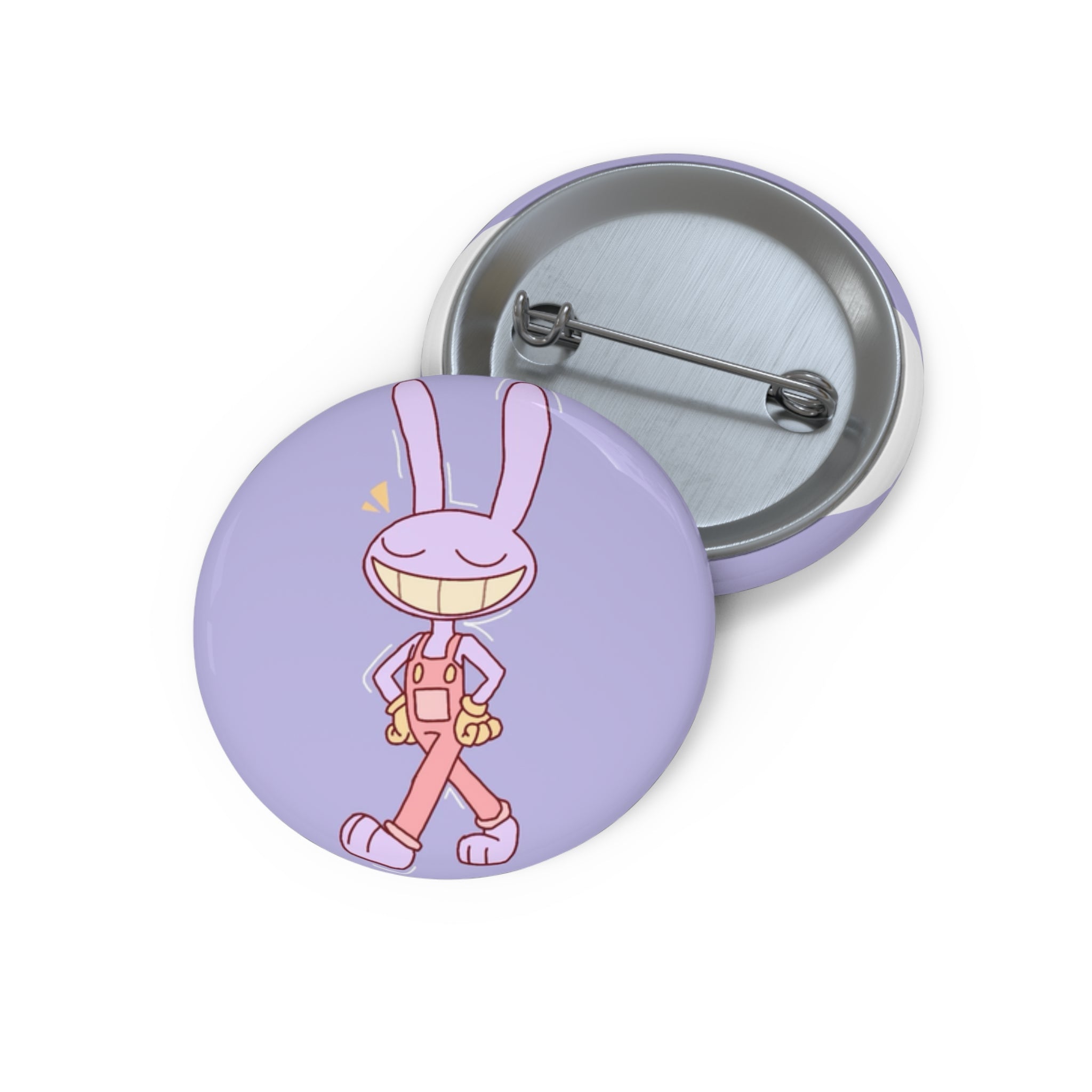 The Amazing Digital Circus Jax Smiling Bunny Character Pin Button | Cute Lavender Enamel Badge