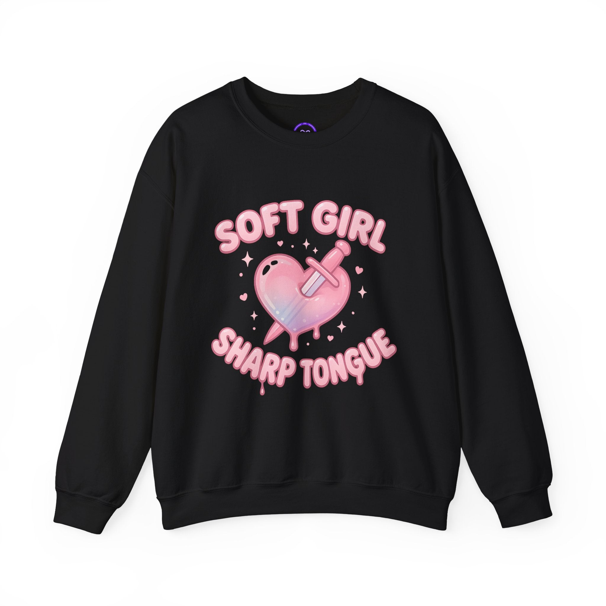 Kawaii Alt Aesthetic Soft Girl Sharp Tongue sweatshirt | Heart Dagger Graphic Crewneck