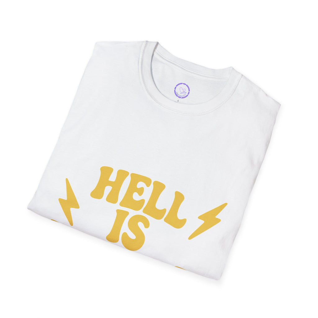 Hazbin Hotel Adam Hell Is Forever T-Shirt | Retro Yellow Lightning Typography