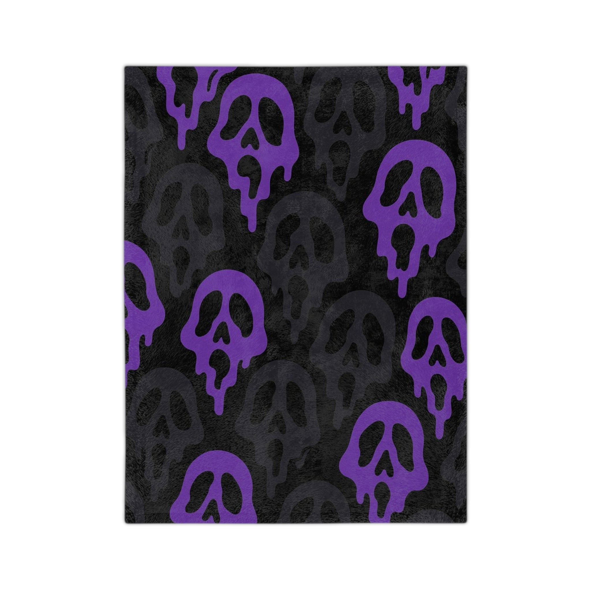 Dripping Skull Pattern Velveteen Blanket | Purple Gothic Microfiber