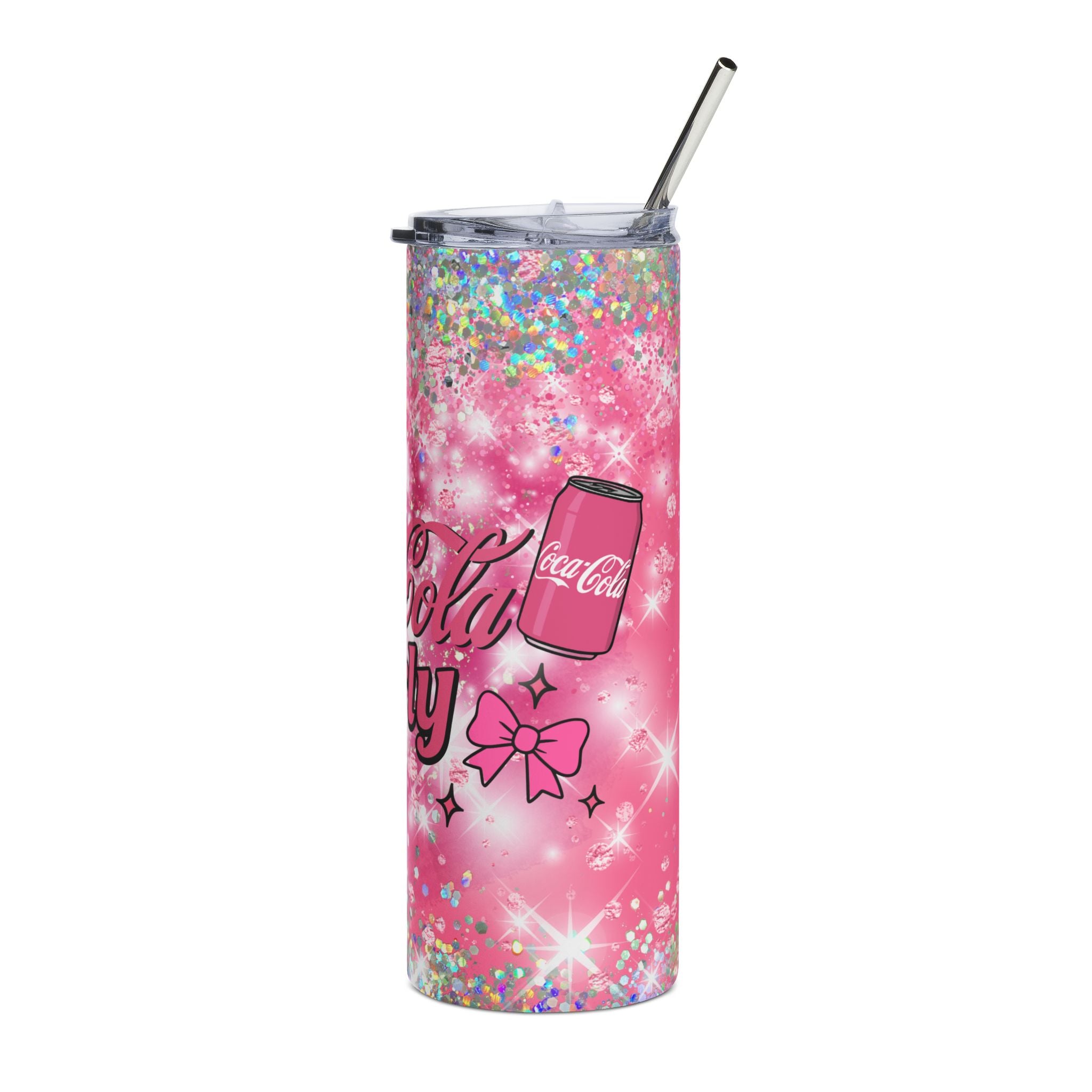 Pink Coke Coca-Cola Girly Tumbler | 20oz Stainless Steel Sparkle Can Design