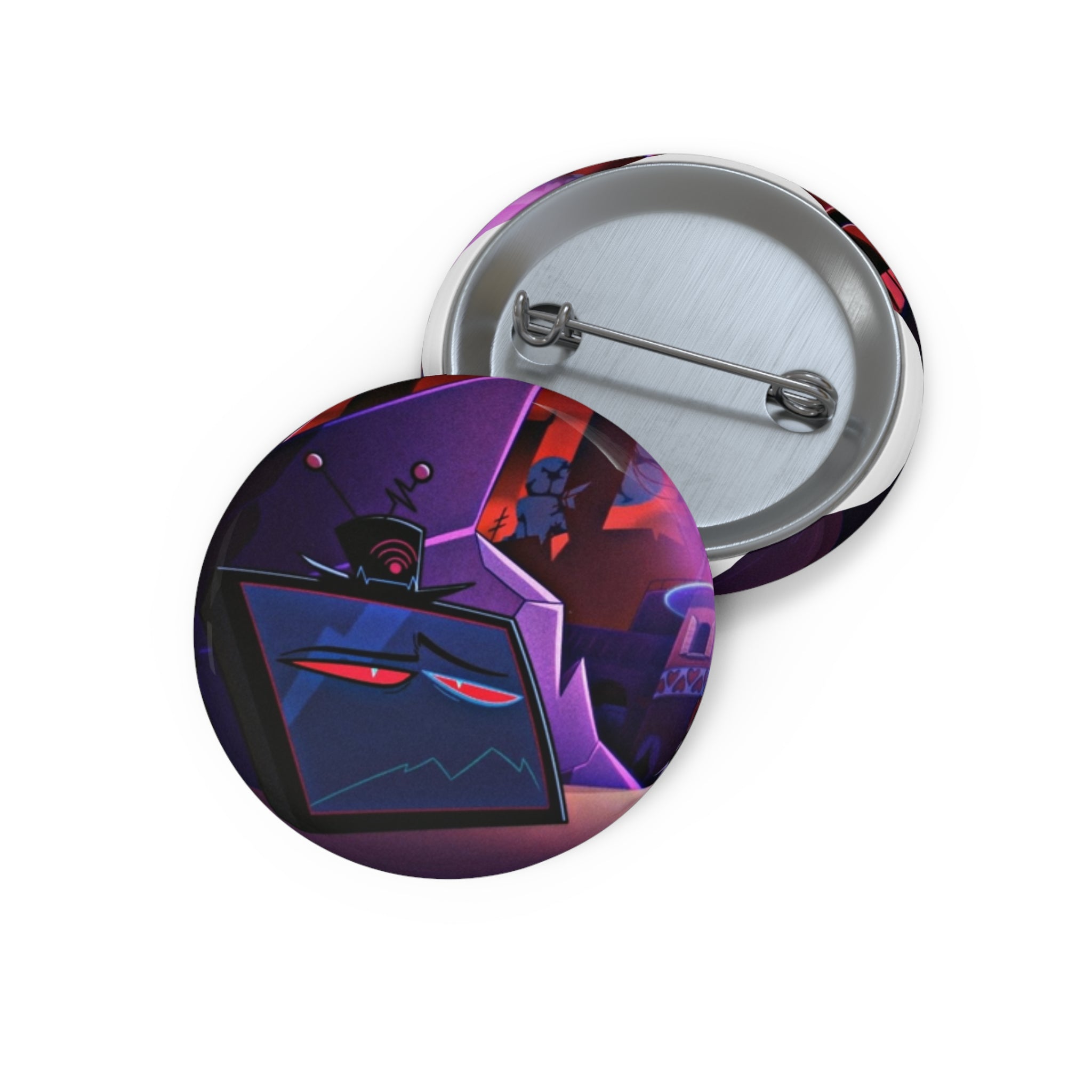 Vox Hazbin Hotel iPad Vox Evil Robot Face pin button | Custom Pin Buttons
