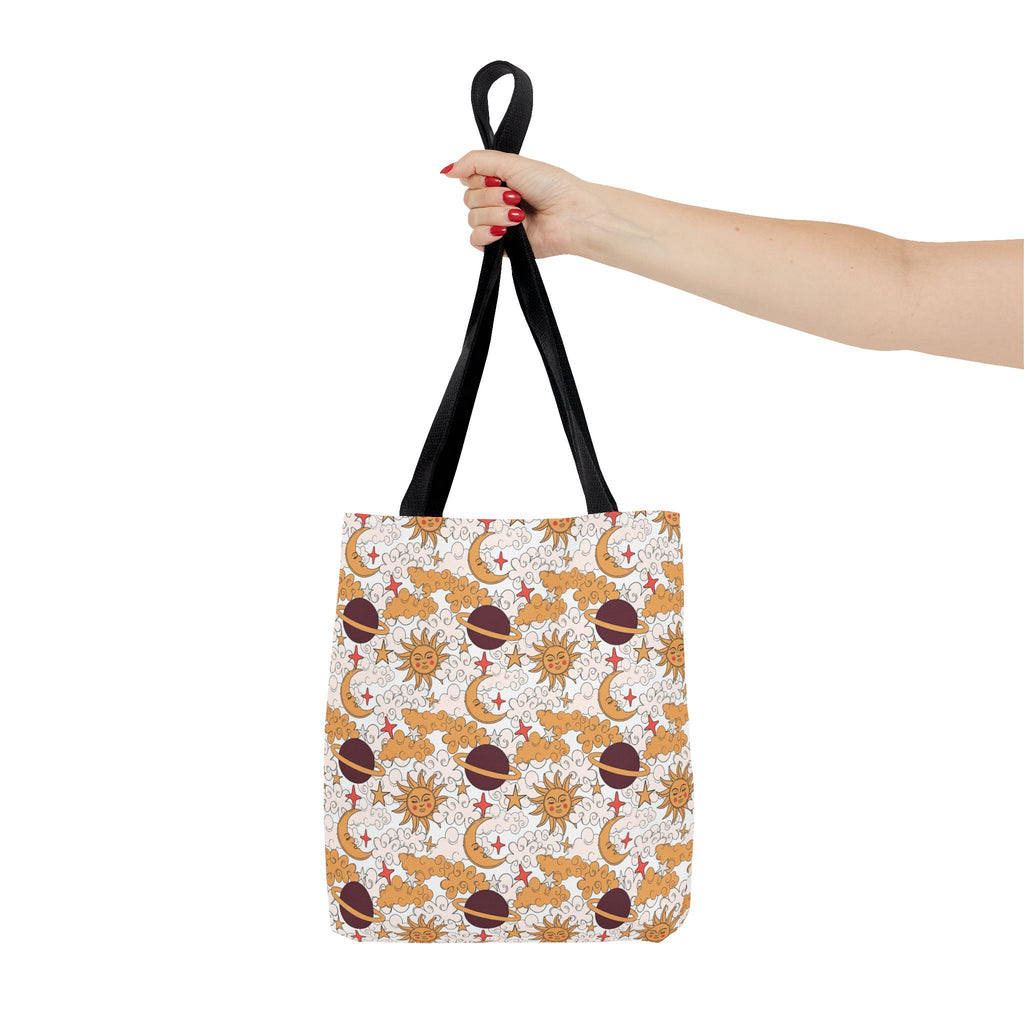 Celestial Sun Moon Pattern Tote Bag | Astrology Zodiac Starry Design