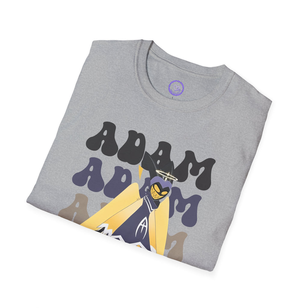 Adam Hazbin Hotel Repeated Graphic T-Shirt | Retro Psychedelic Character Illustration
