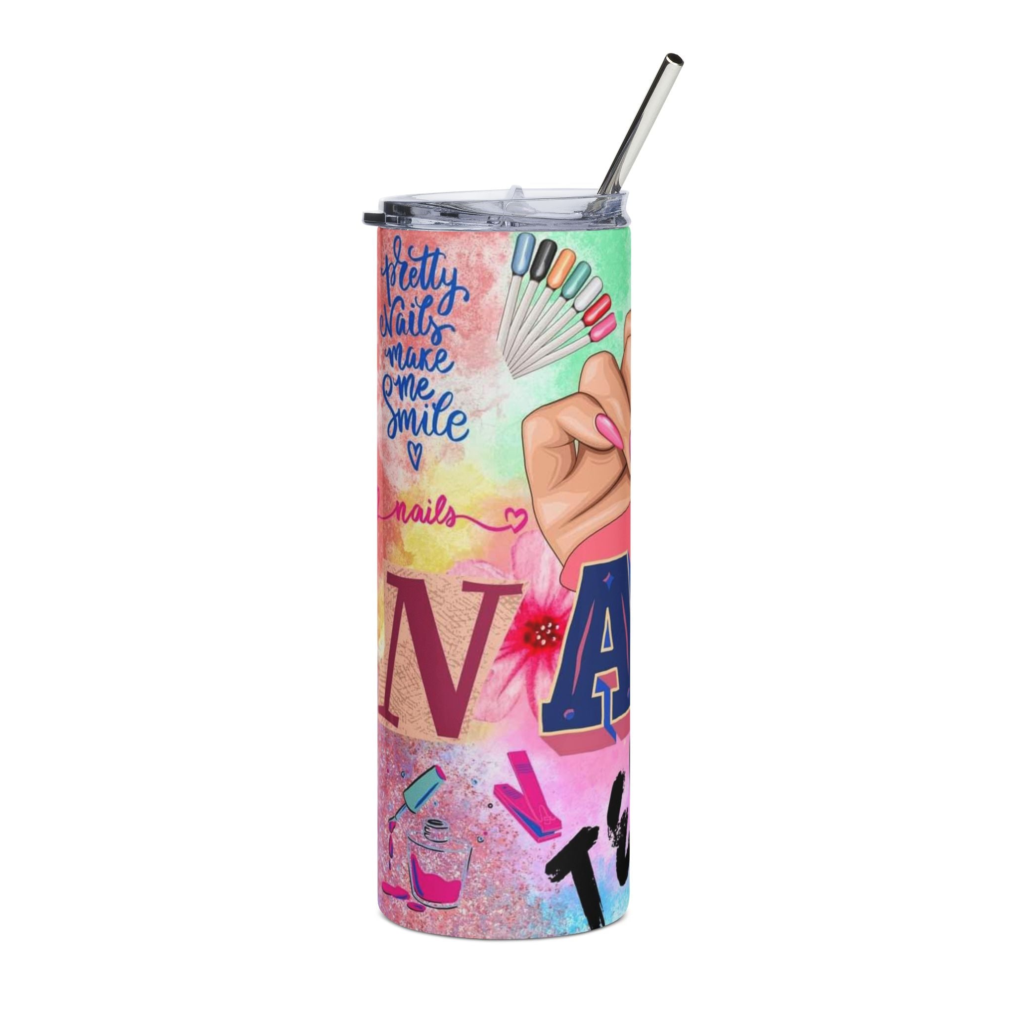 Nail Tech Collage Tumbler | 20oz Stainless Steel Travel Cup