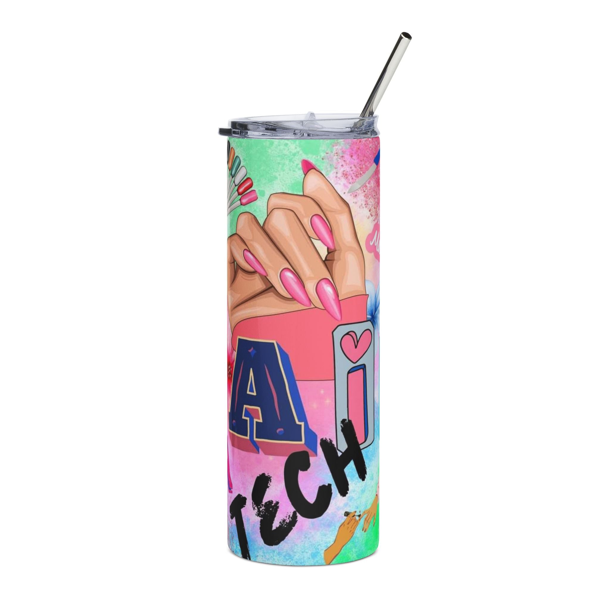 Nail Tech Collage Tumbler | 20oz Stainless Steel Travel Cup