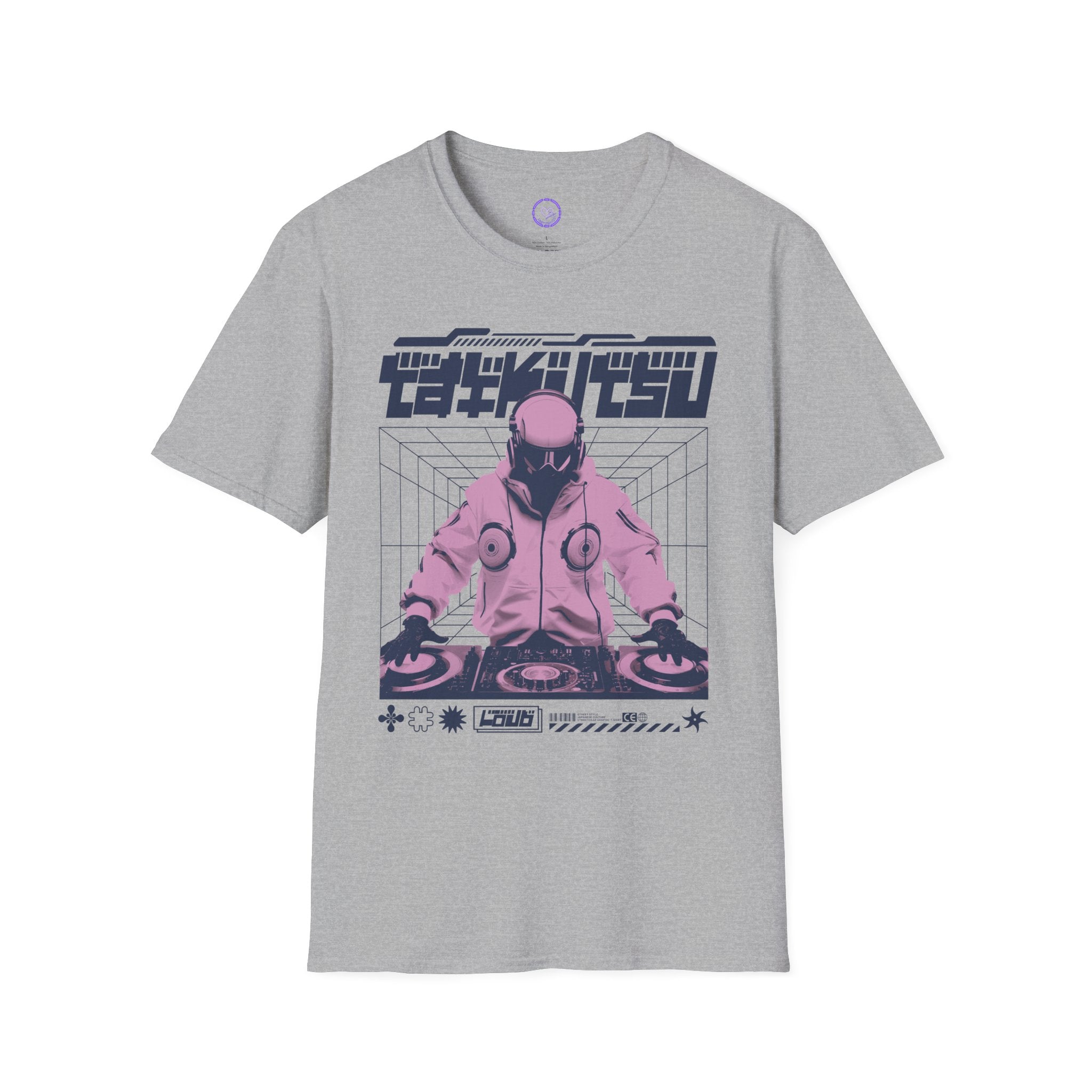 Y2K Cyber DJ graphic T-Shirt | Retro Futuristic Vaporwave DJ design